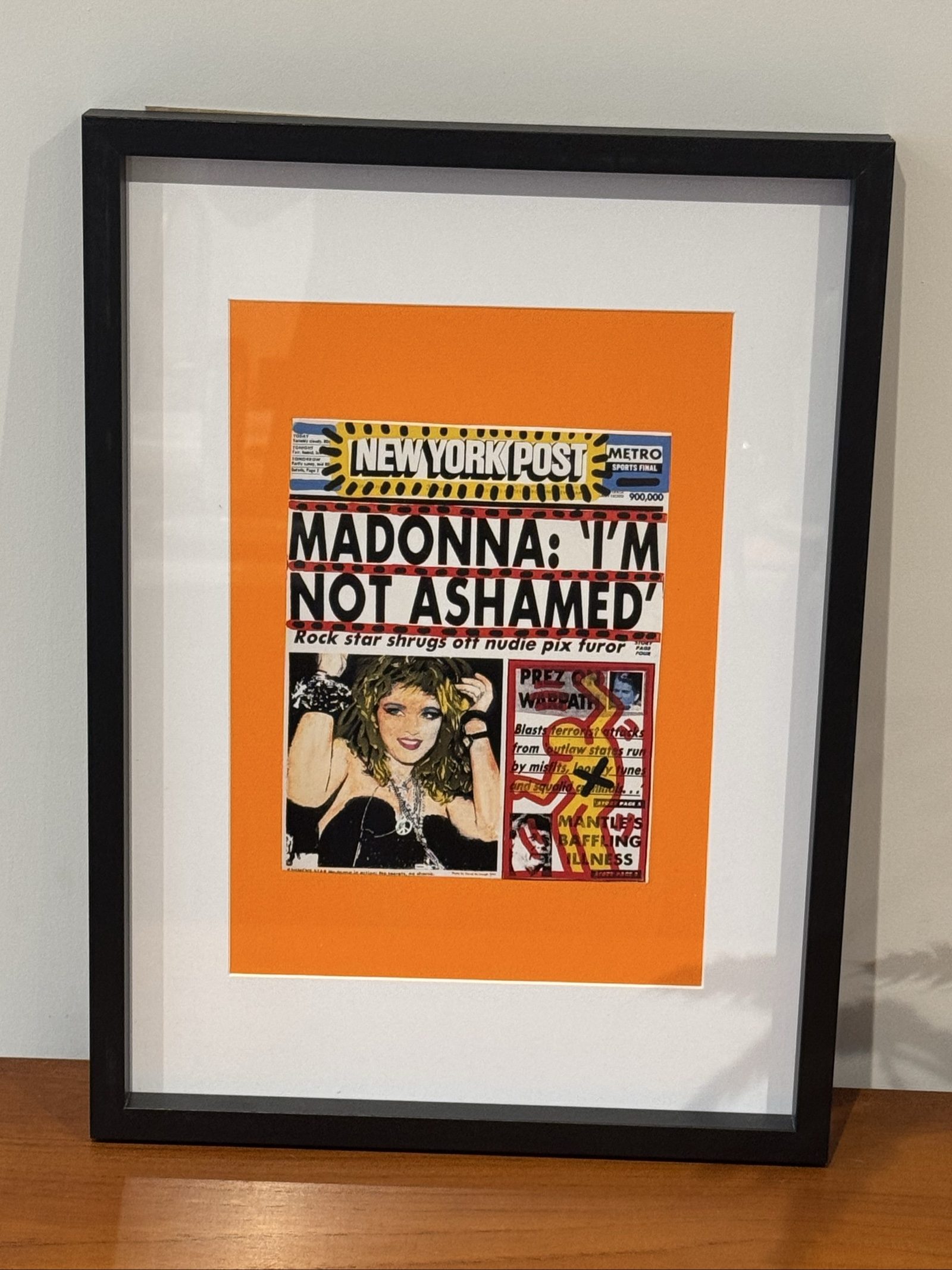Framed Madonna Orange Background Art Print