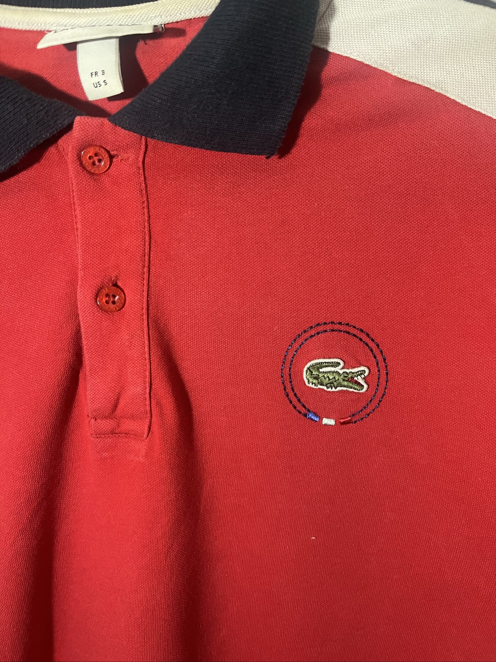 Lacoste Red, White & Navy Polo Shirt US S image 2