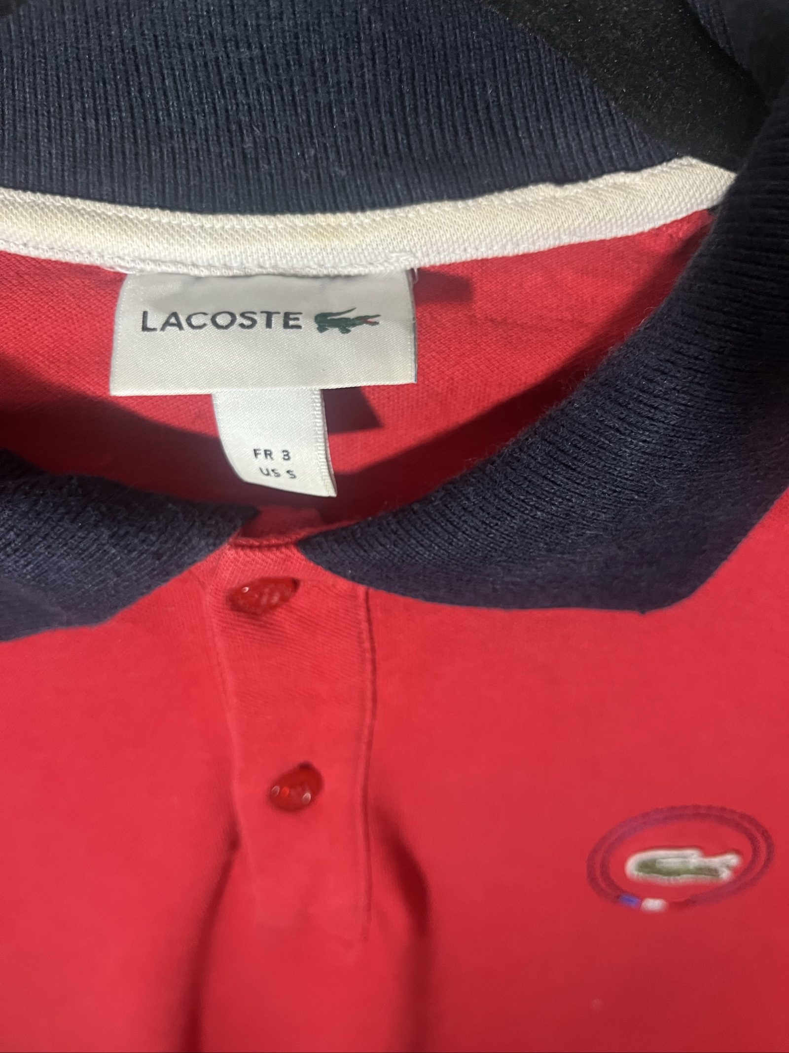Lacoste Red, White & Navy Polo Shirt US S image 3