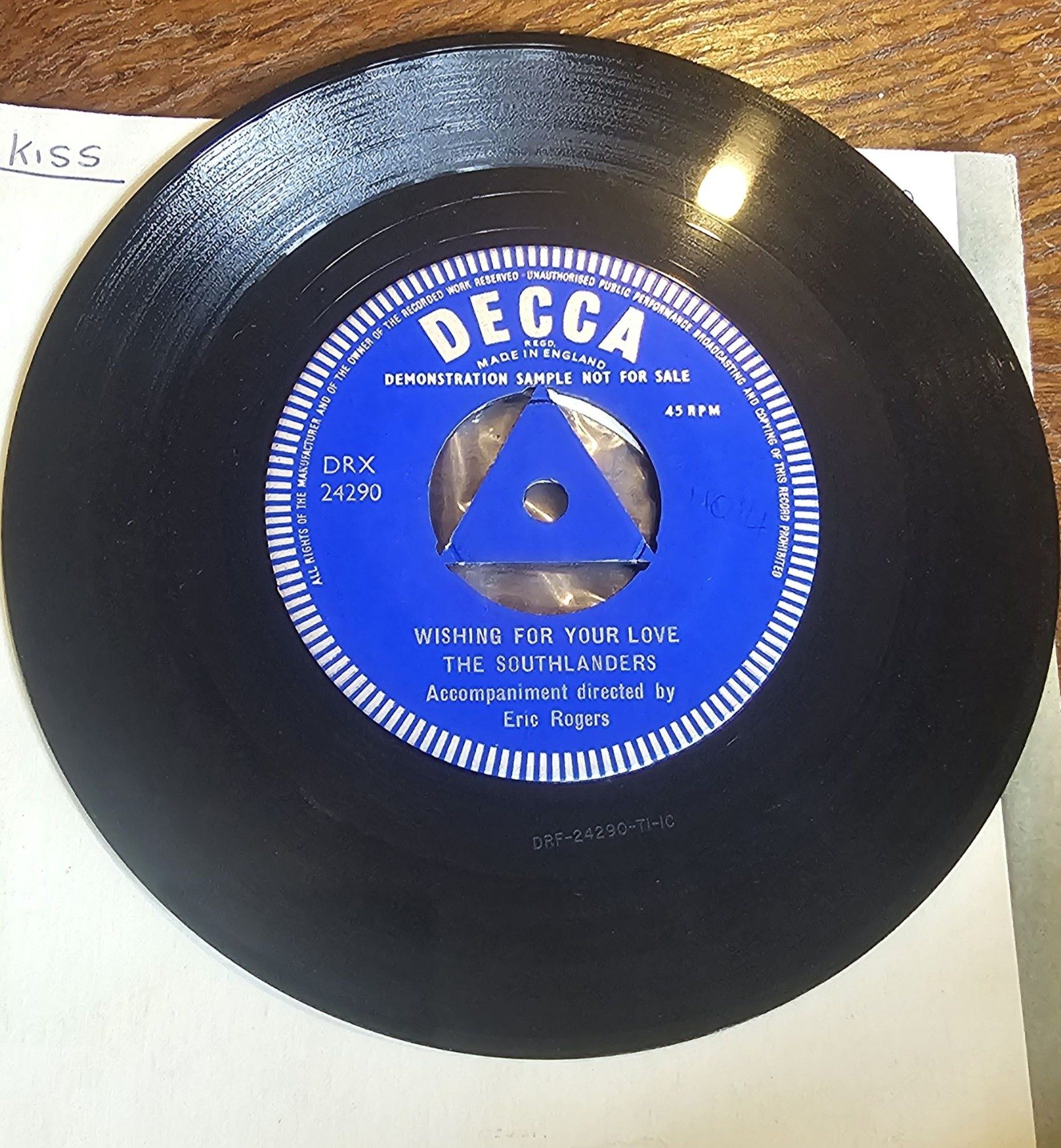 The Southlanders Wishing For Your Love DEMO Decca DRX 24290 7" Vinyl Single