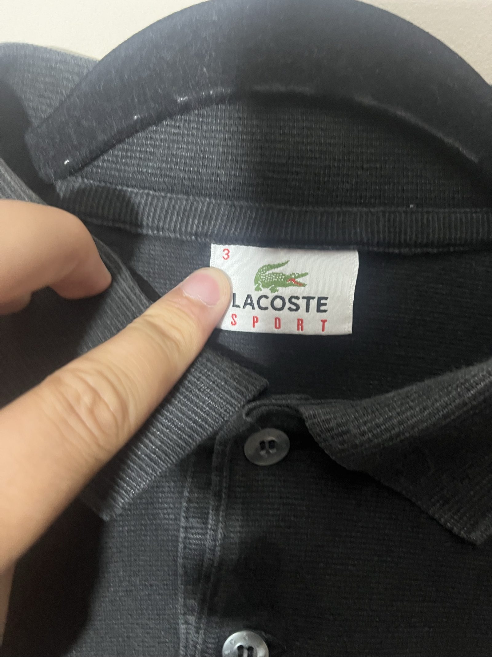 Lacoste Black Sport Men's Polo Shirt Size 3 Cotton image 3