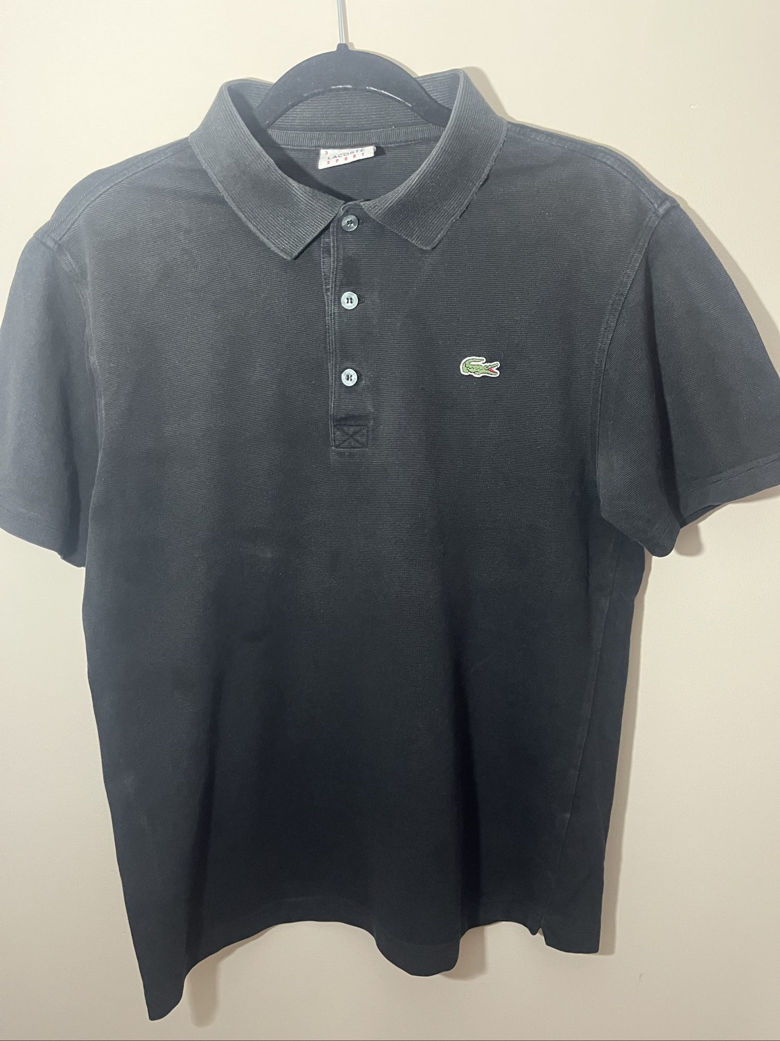Lacoste Black Sport Men's Polo Shirt Size 3 Cotton