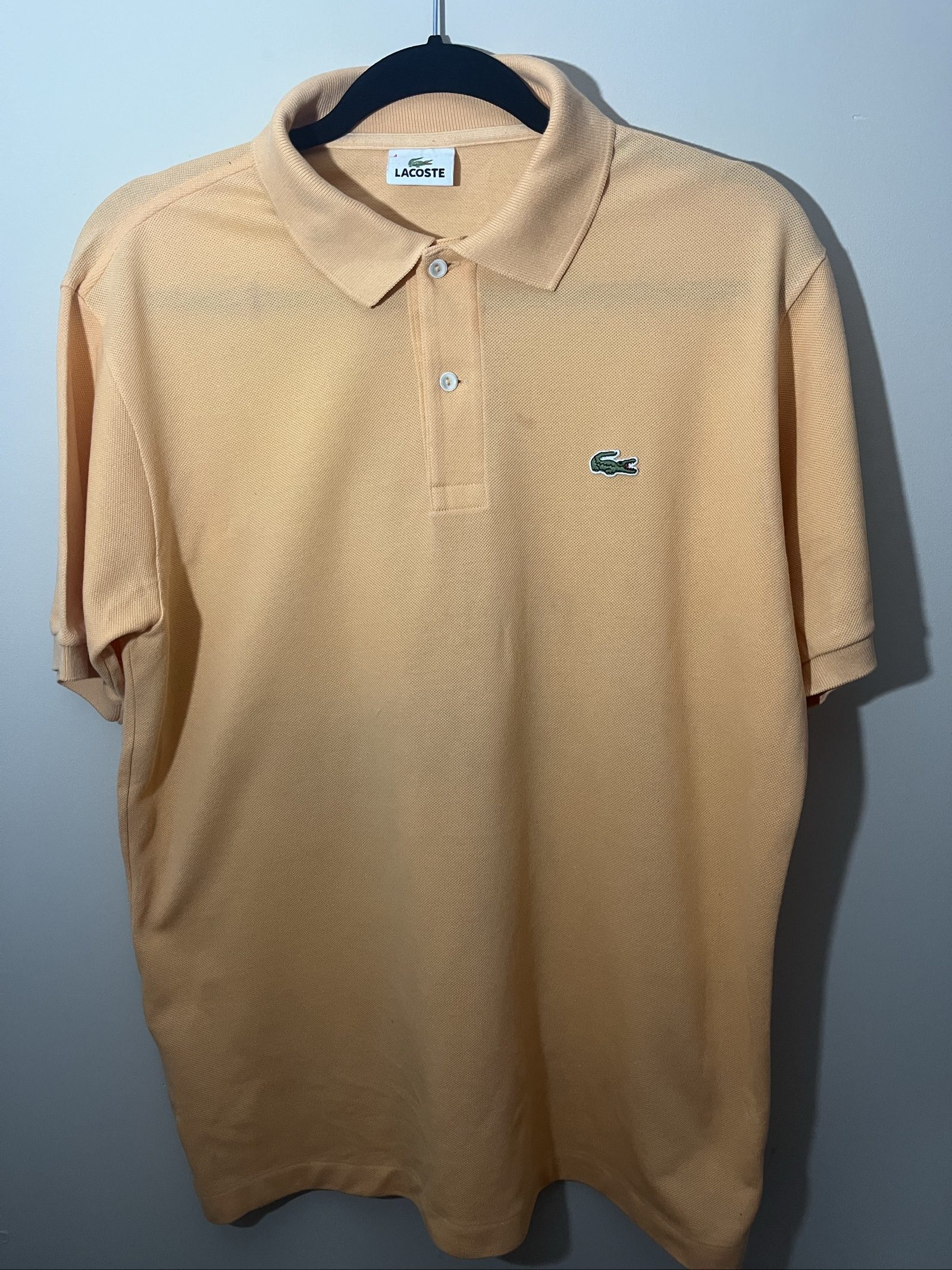 Lacoste Men's Light Orange Polo Shirt Size M Cotton
