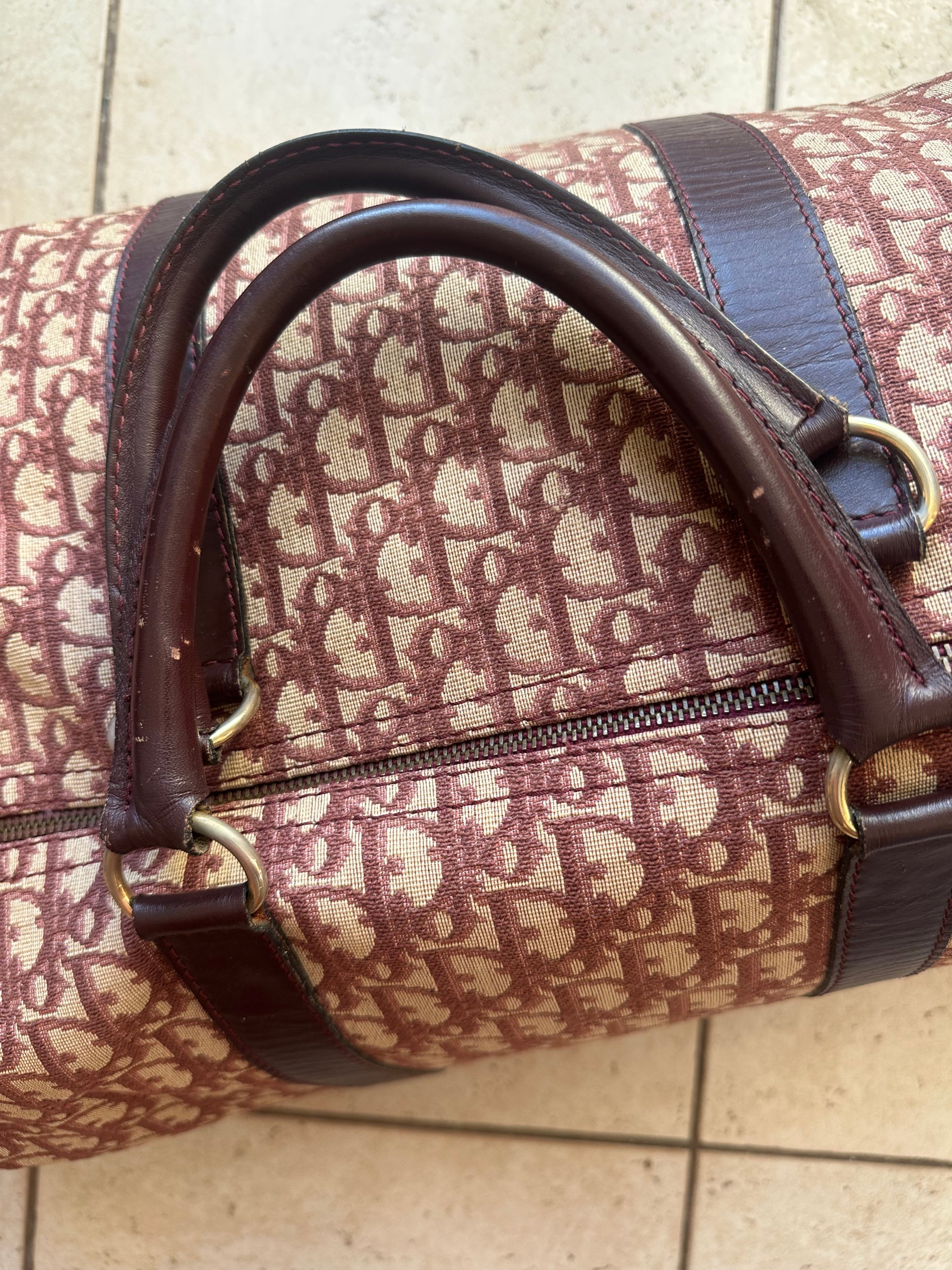 Christian Dior Brown & Beige Monogram Travel Bag Vintage image 8