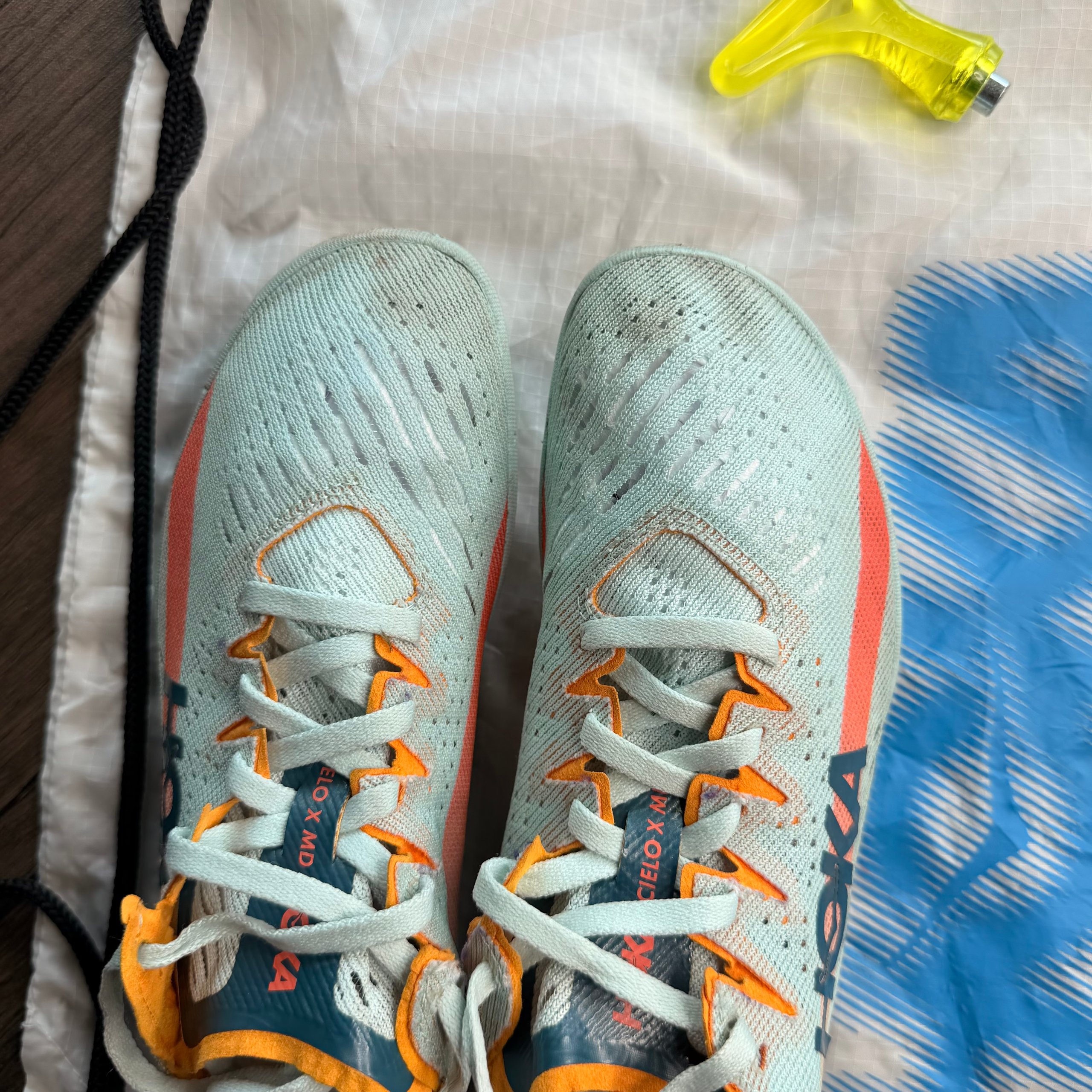 Hoka One One Green & Orange Running Track Spikes US 7.5 image 3