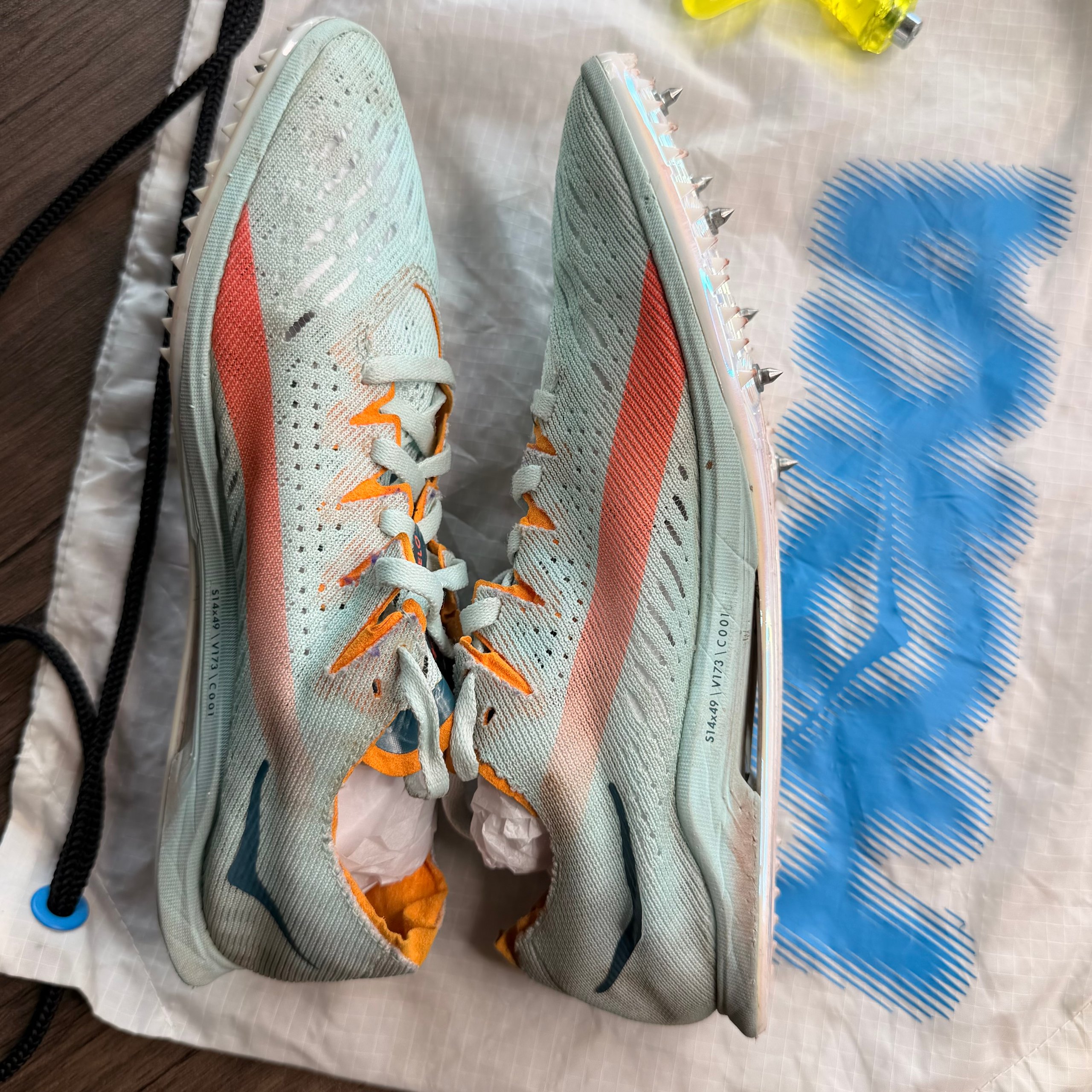 Hoka One One Green & Orange Running Track Spikes US 7.5 image 4