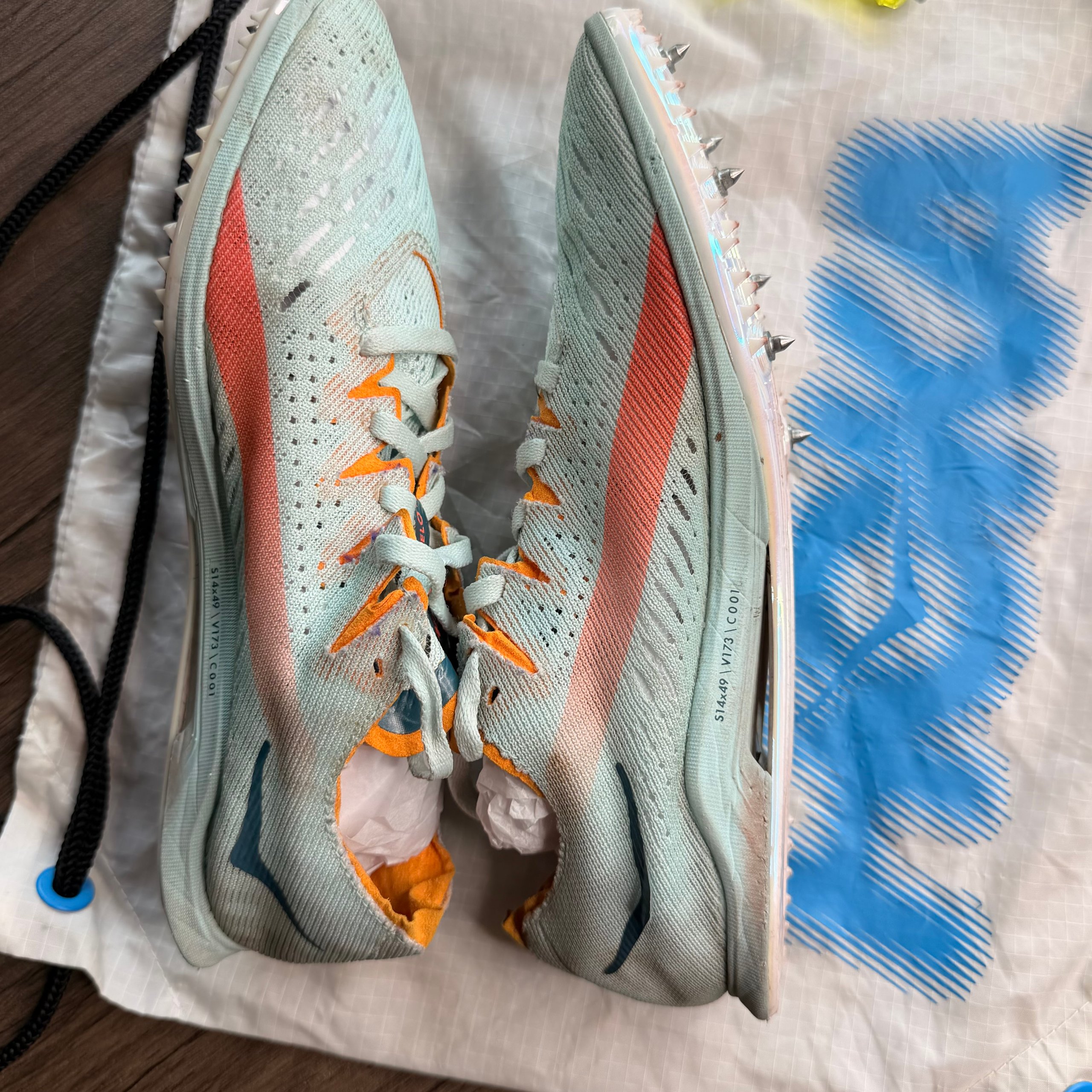 Hoka One One Green & Orange Running Track Spikes US 7.5 image 5