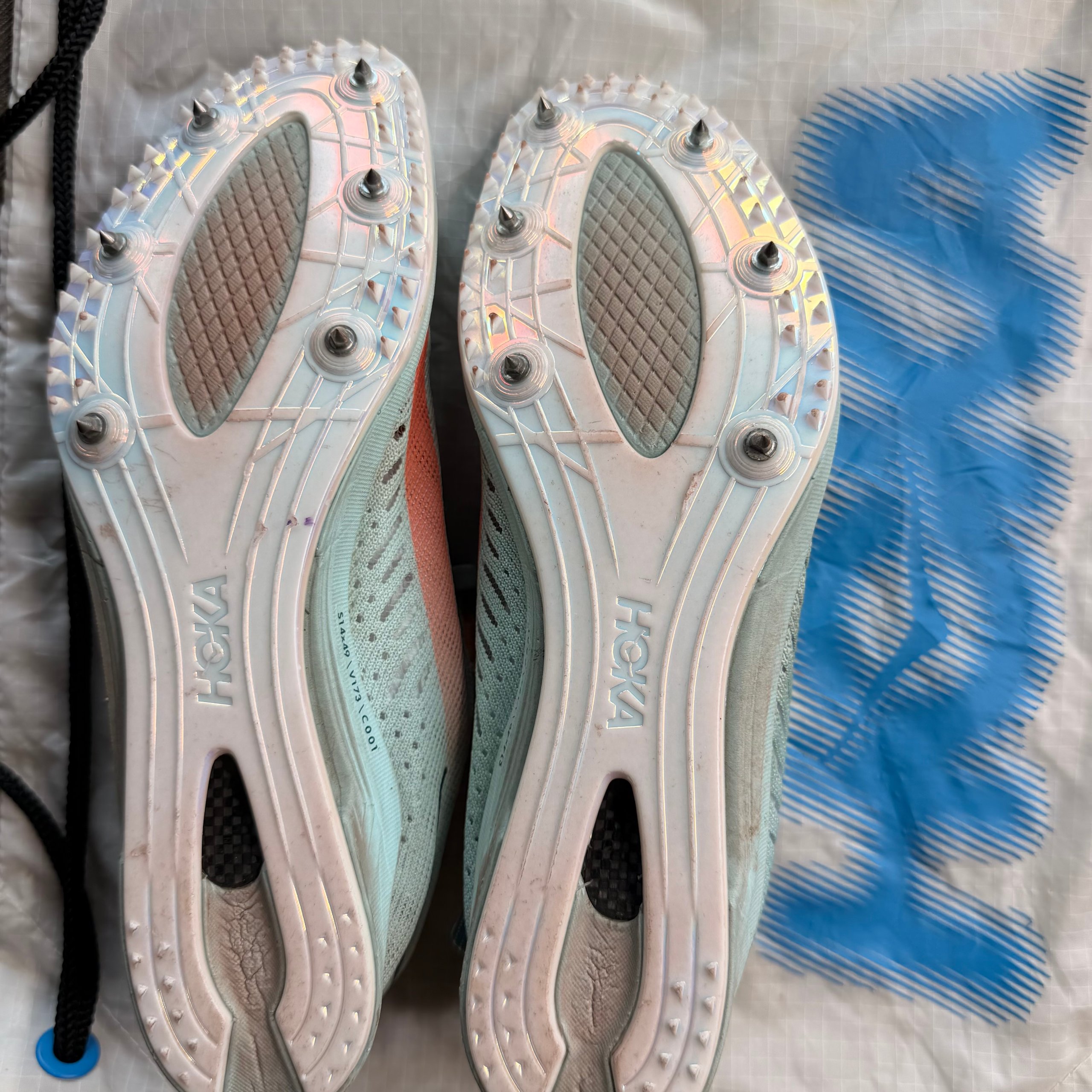 Hoka One One Green & Orange Running Track Spikes US 7.5 image 6