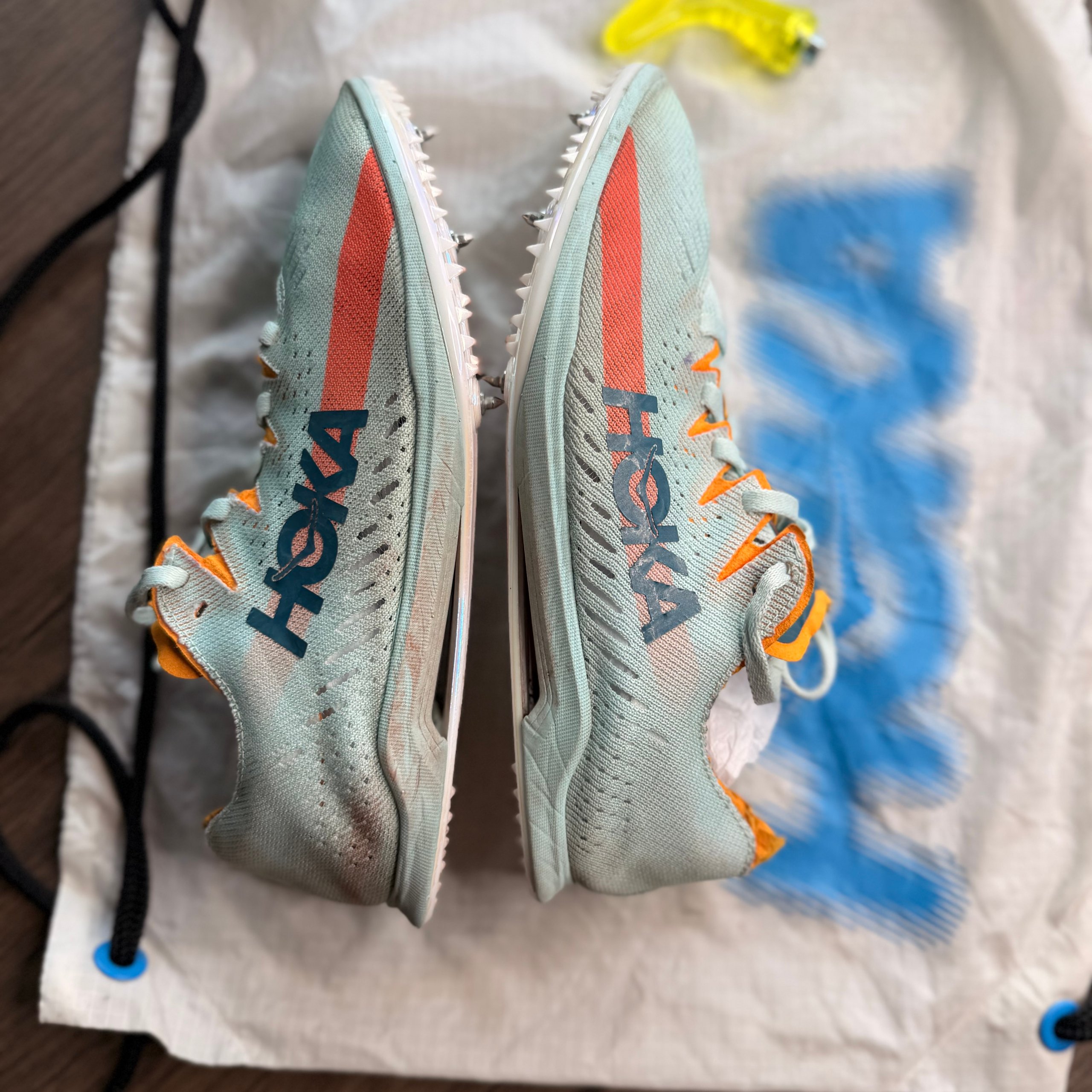 Hoka One One Green & Orange Running Track Spikes US 7.5 image 8