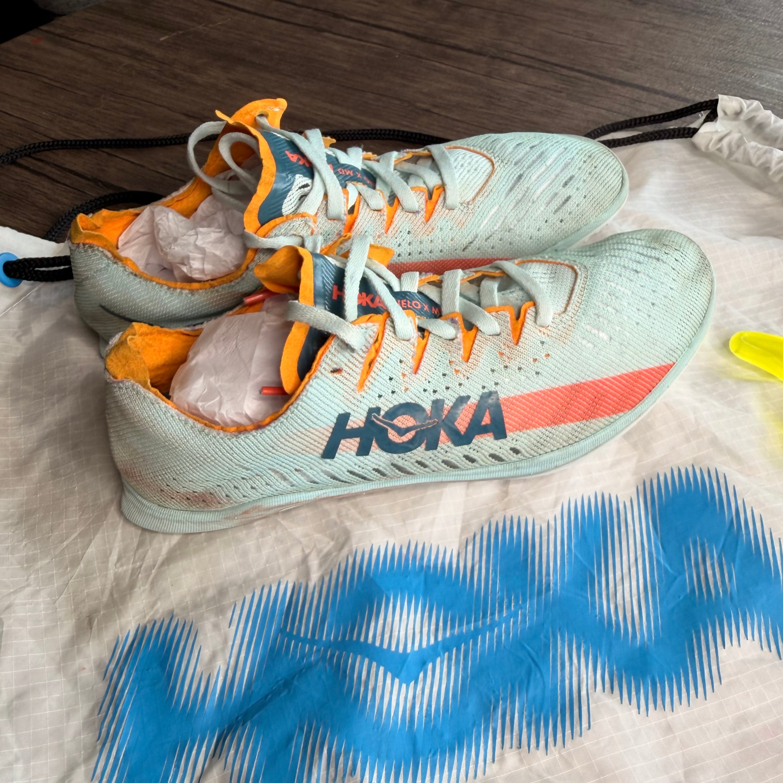Hoka One One Green & Orange Running Track Spikes US 7.5 image 9