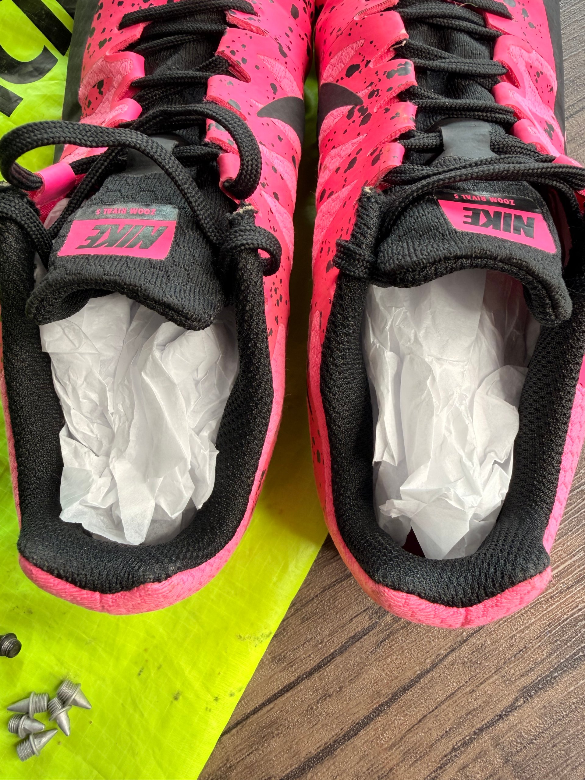Nike Pink & Black Racing Spikes US 7.5 with Bag & Replacement Spikes image 6