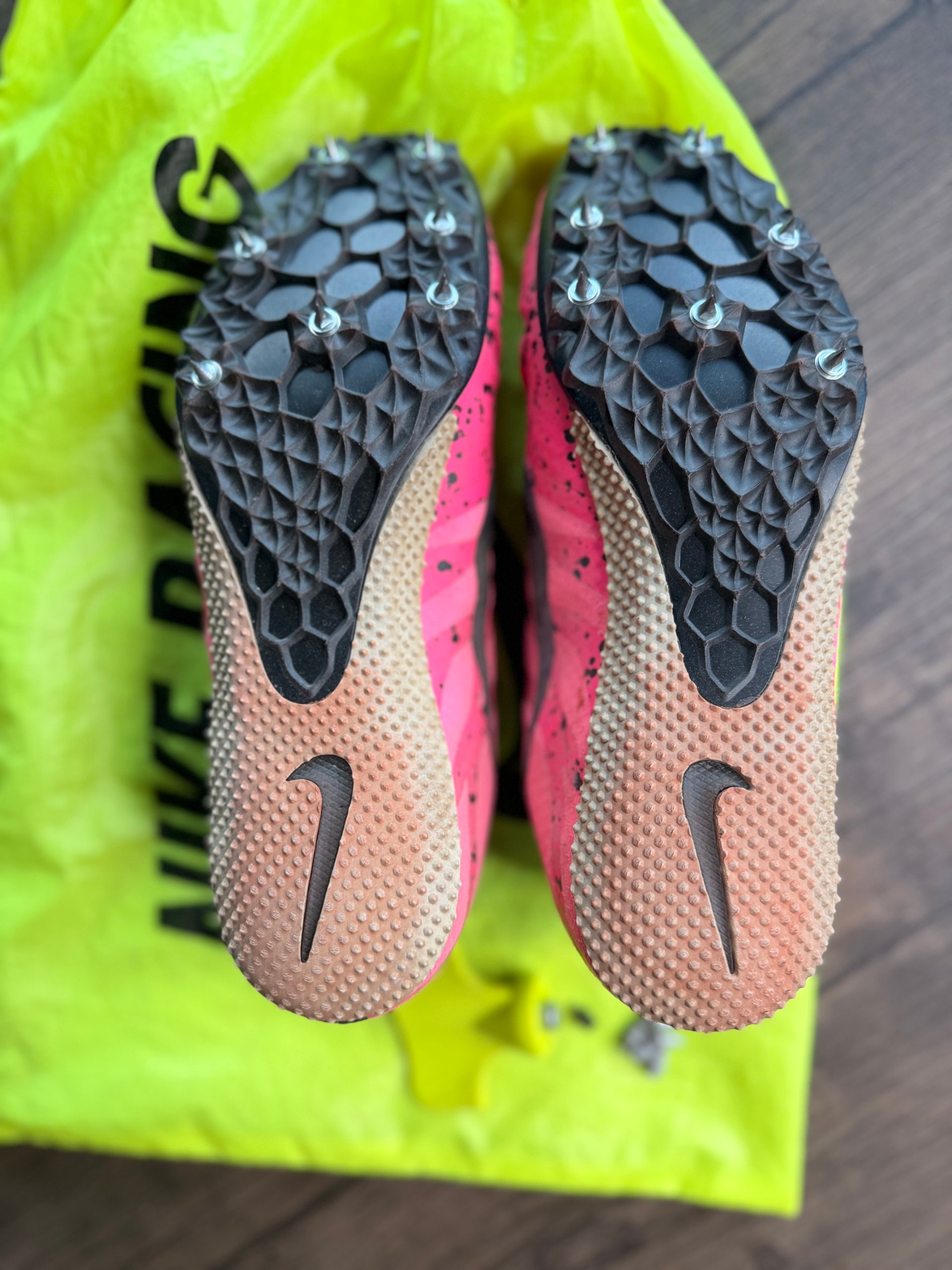 Nike Pink & Black Racing Spikes US 7.5 with Bag & Replacement Spikes image 10