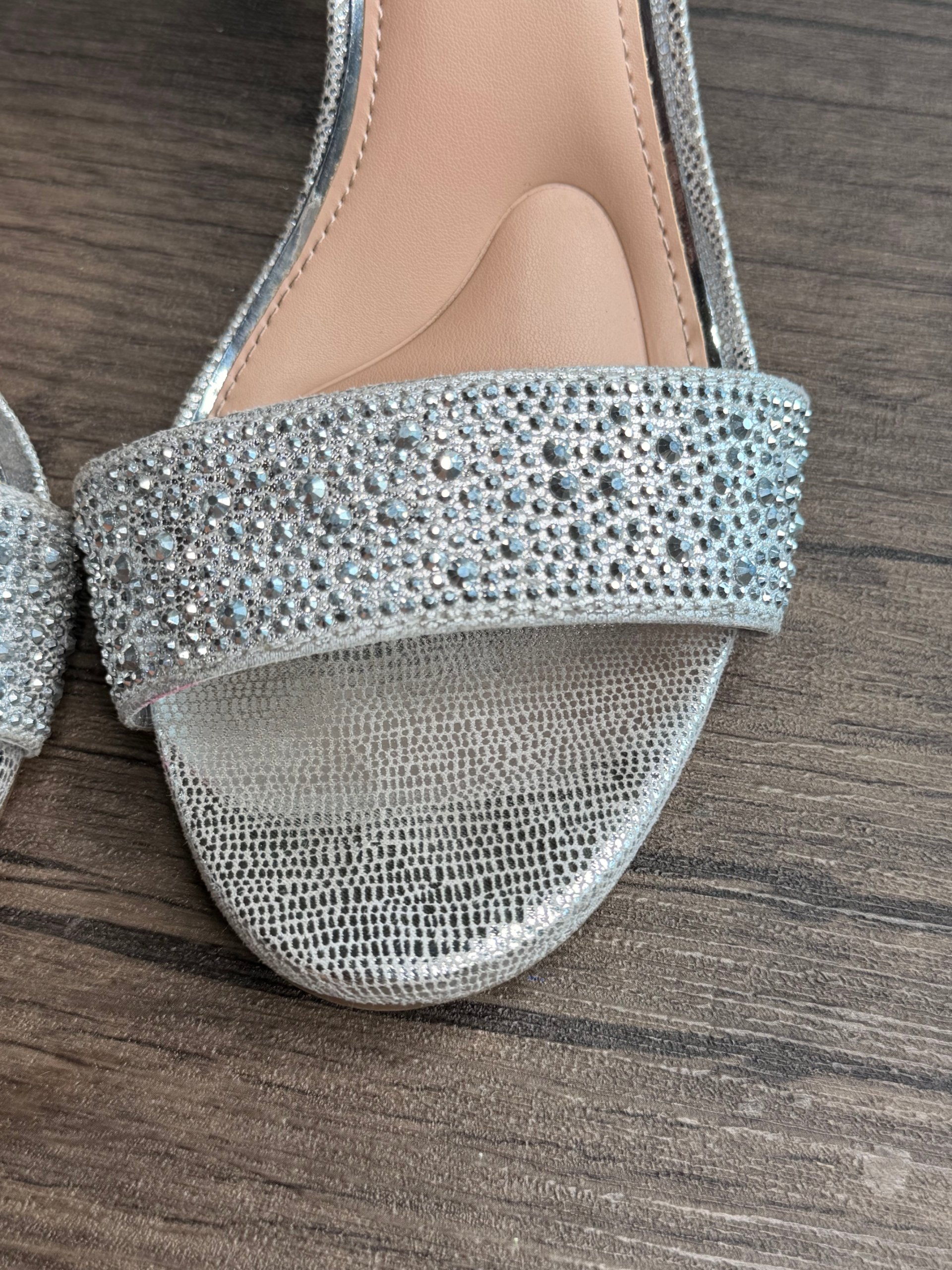 Kelly & Katie Silver Rhinestone Embellished High Heel Sandals US 7.5 image 5