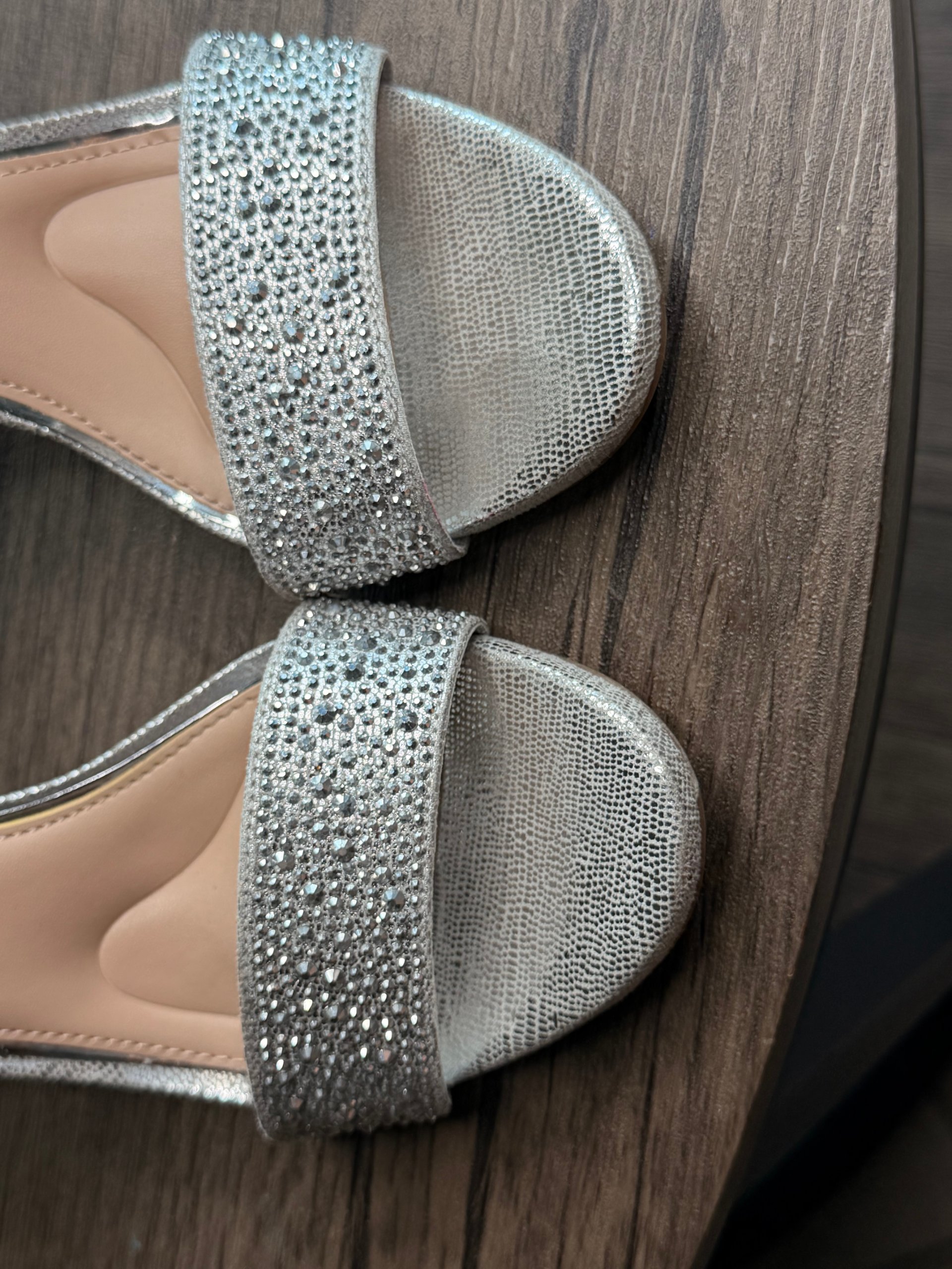 Kelly & Katie Silver Rhinestone Embellished High Heel Sandals US 7.5 image 6