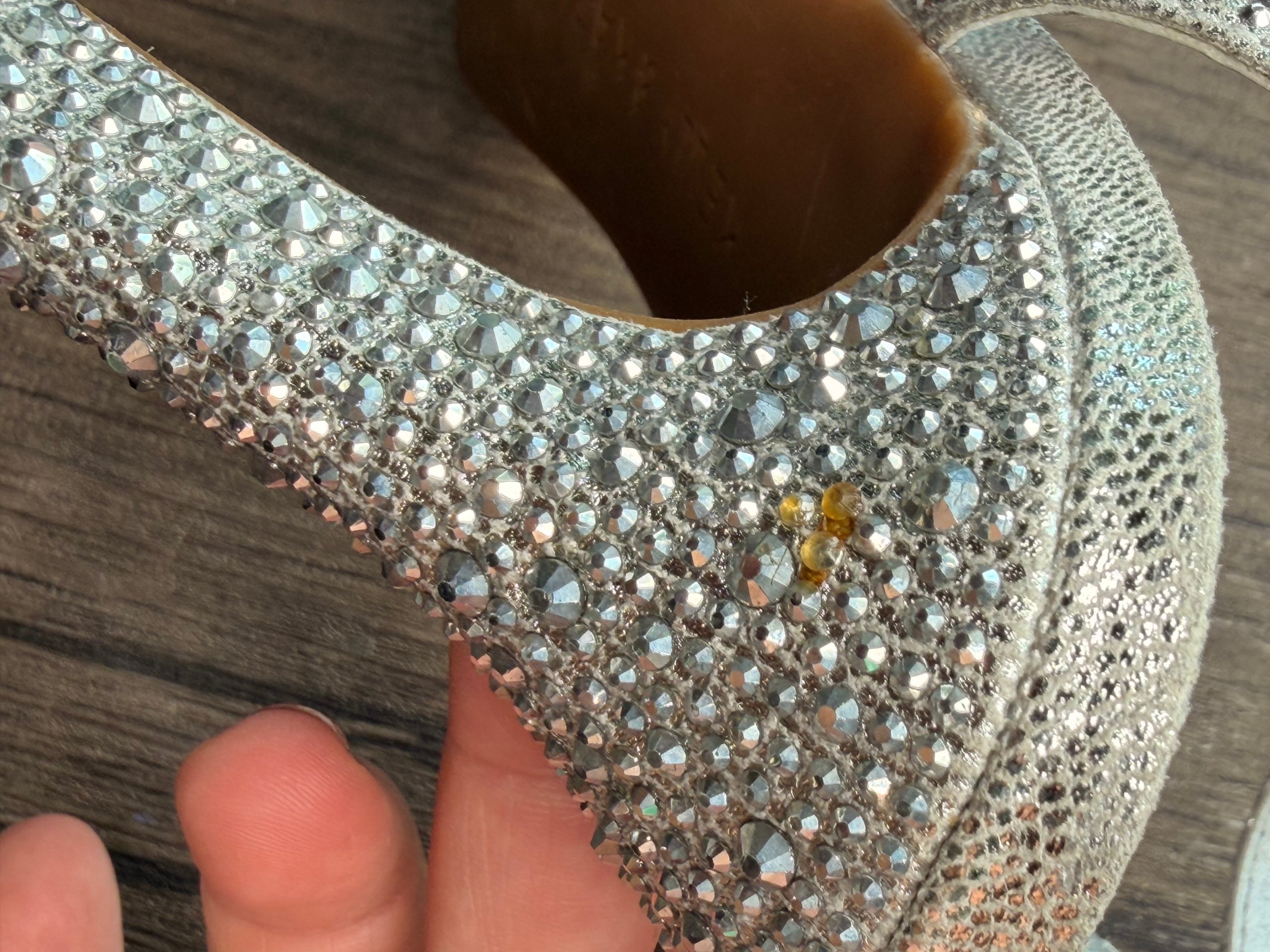 Kelly & Katie Silver Rhinestone Embellished High Heel Sandals US 7.5 image 9