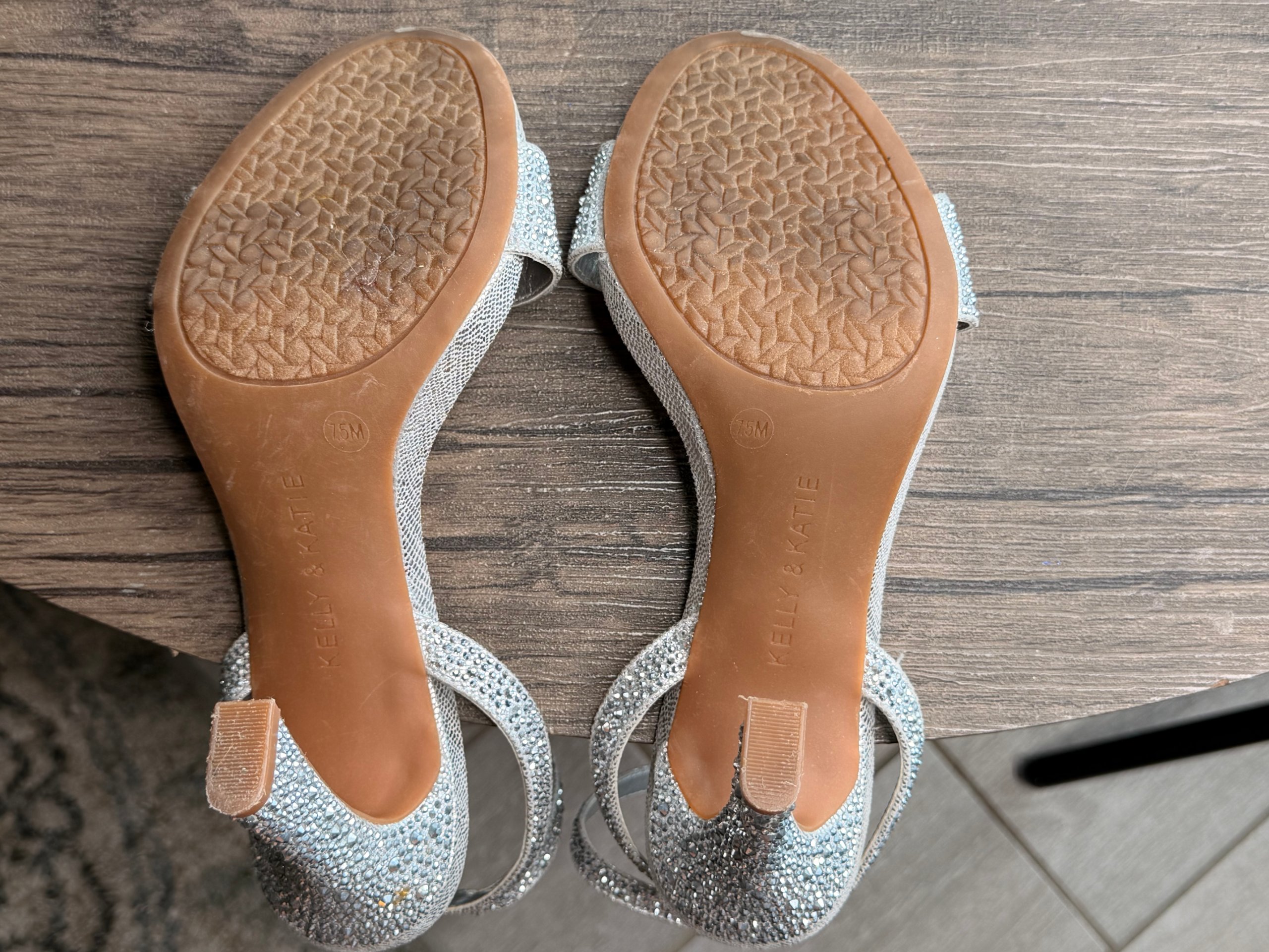Kelly & Katie Silver Rhinestone Embellished High Heel Sandals US 7.5 image 10