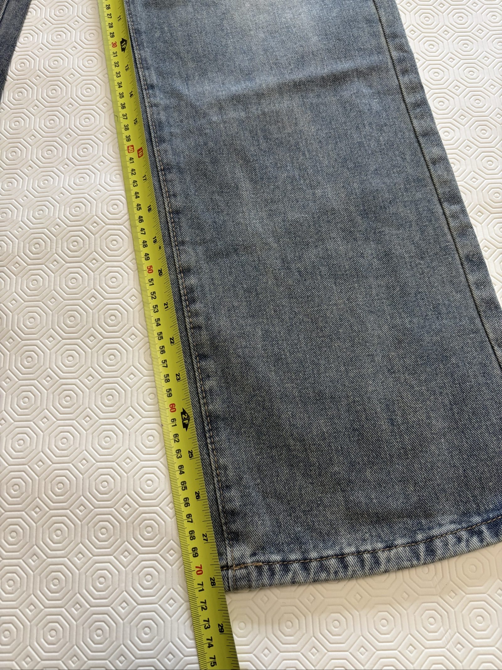 Blue Distressed Ripped Denim Jeans Straight Leg image 7