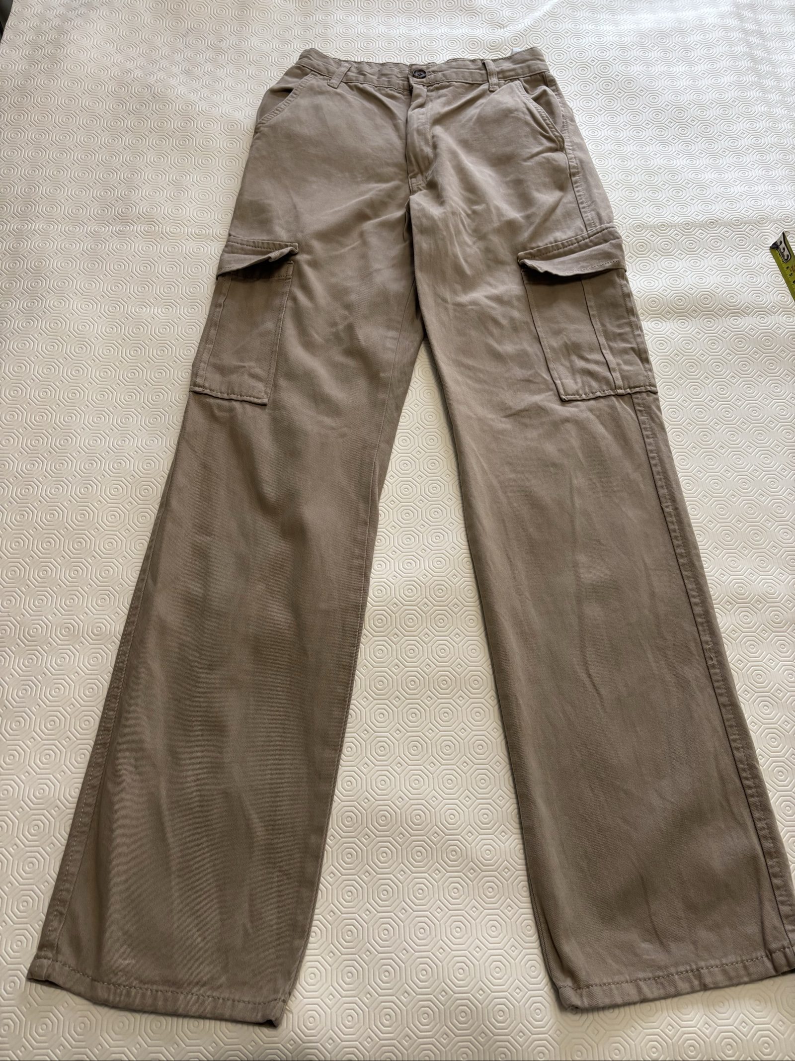 Stradivarius Beige Cargo Trousers Relaxed Fit Large