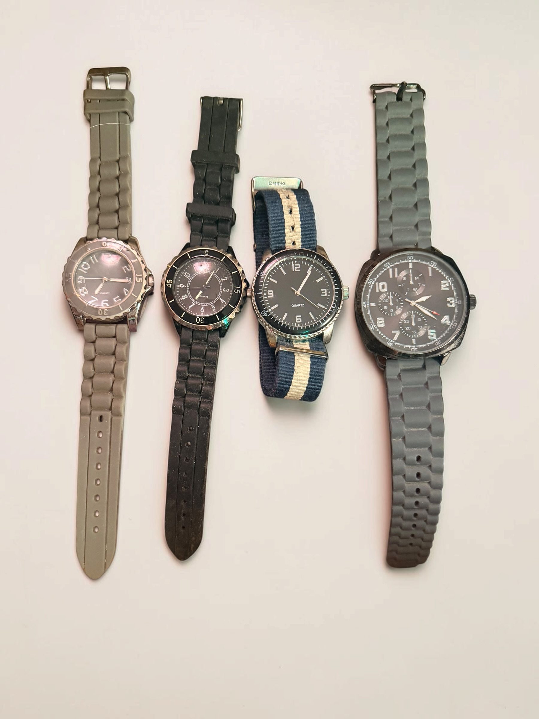 4 Pack Black, Grey & Blue Quartz Wrist Watches Assorted Straps image 2