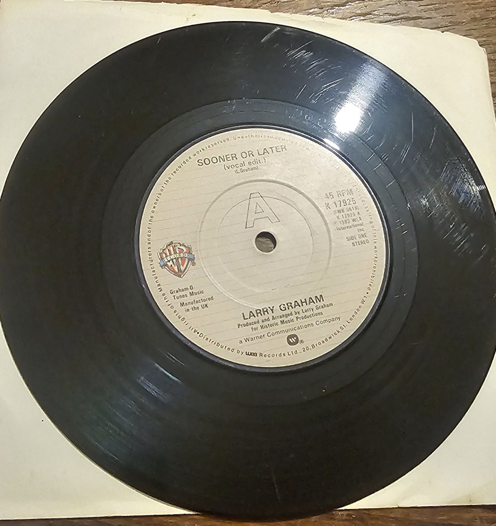 Larry Graham Sooner Or Later Promo Warner Bros K17925 7" 45RPM