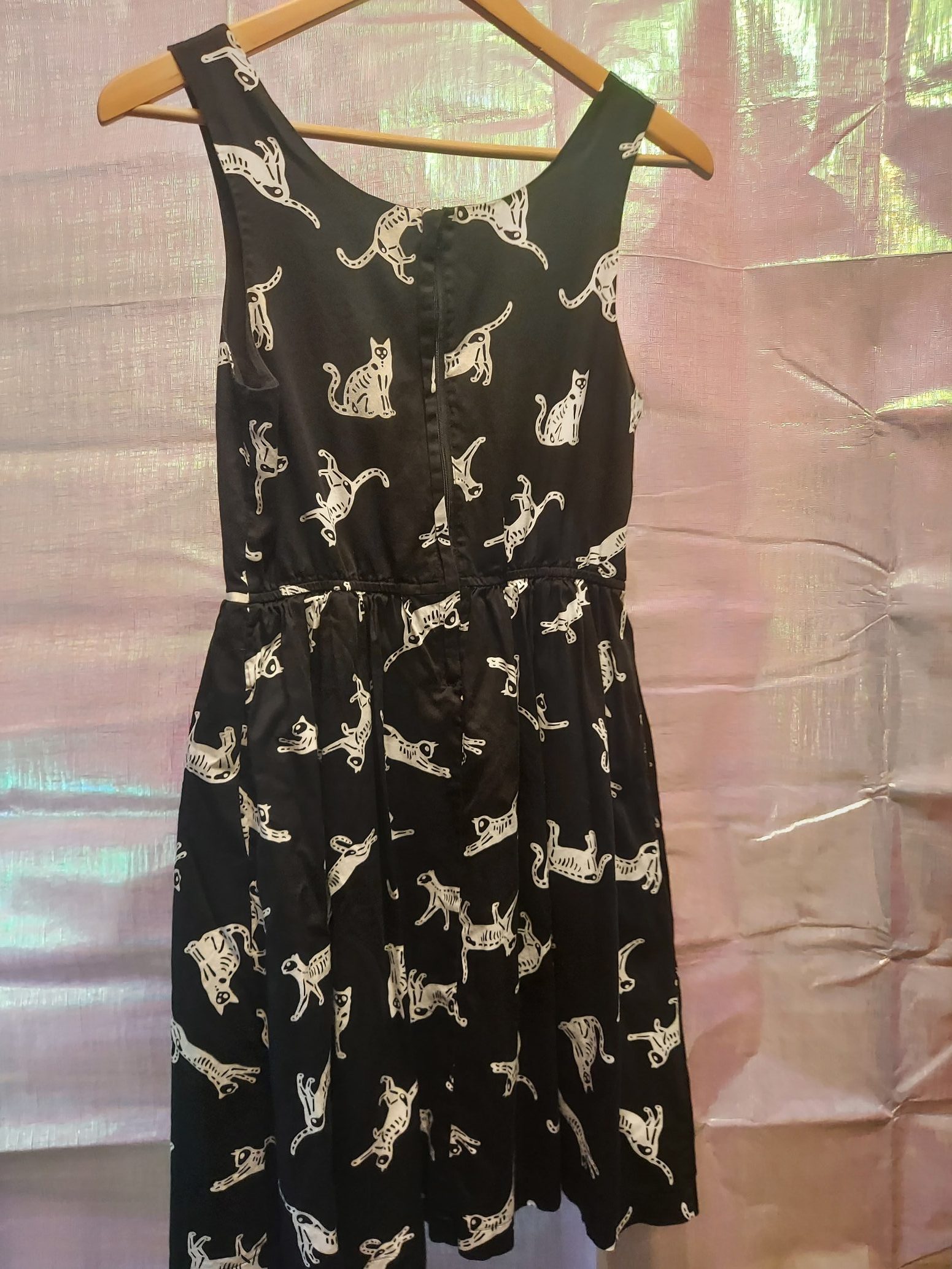 ModCloth Women's Black & White Cat Print Dress Small image 2