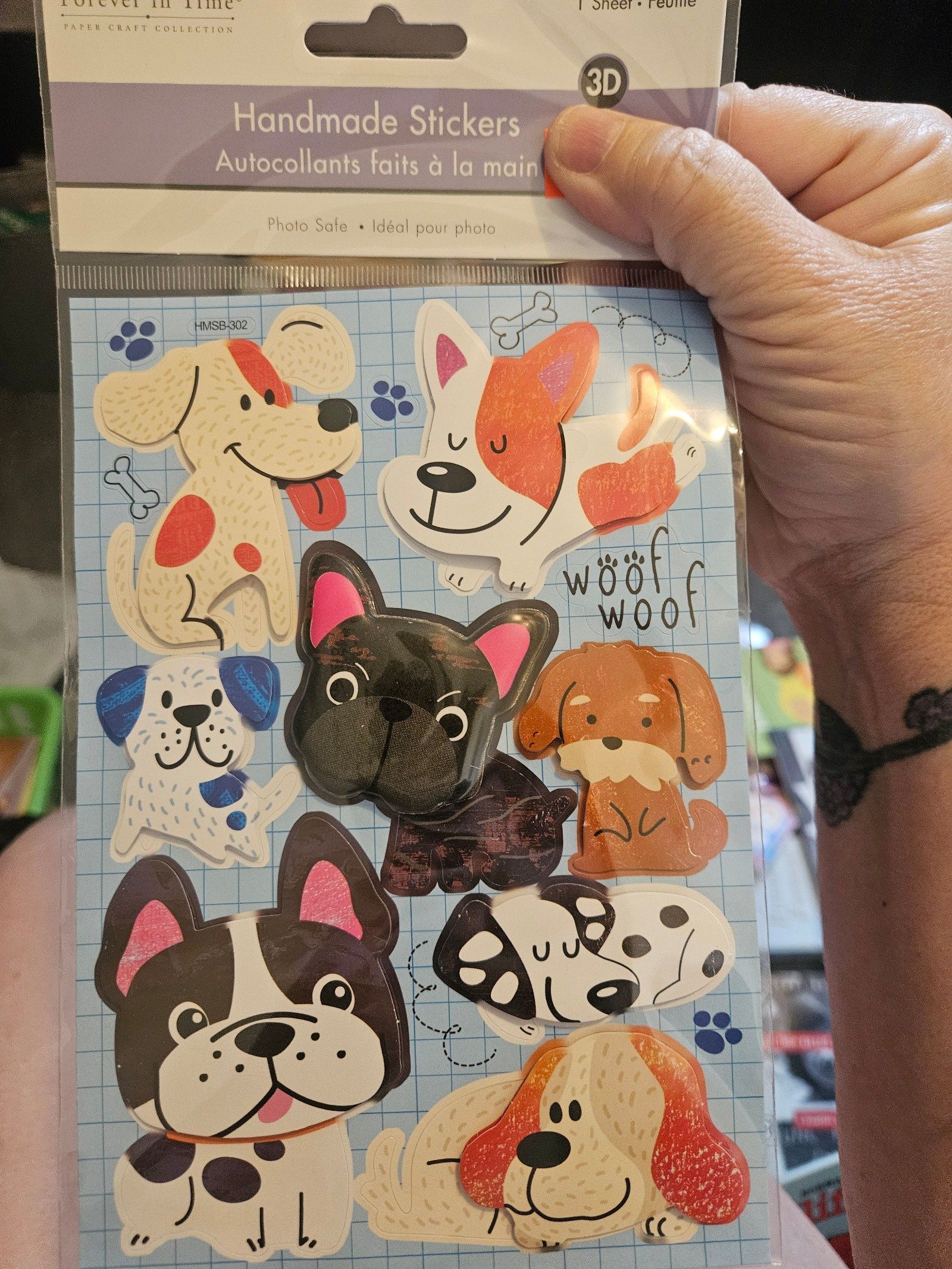 Forever in Time Multi Colour Handmade 3D Dog Stickers