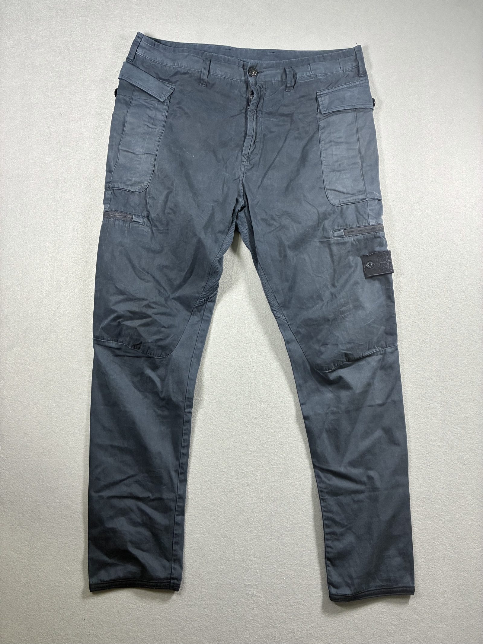 Stone Island Navy Shadow Project Cargo Trousers W34 Cotton Blend