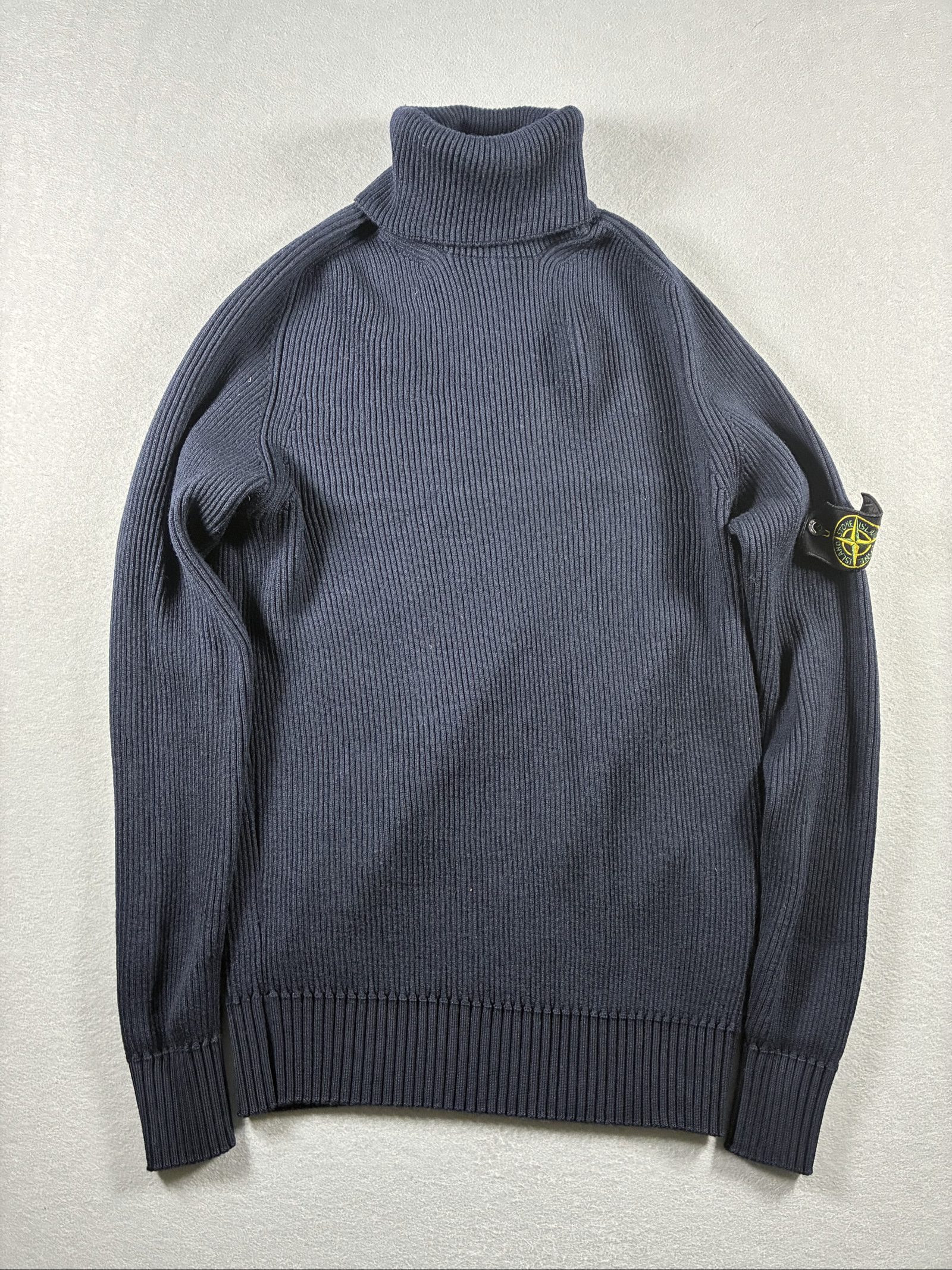 Stone Island Navy Ribbed Turtleneck Sweater XXL