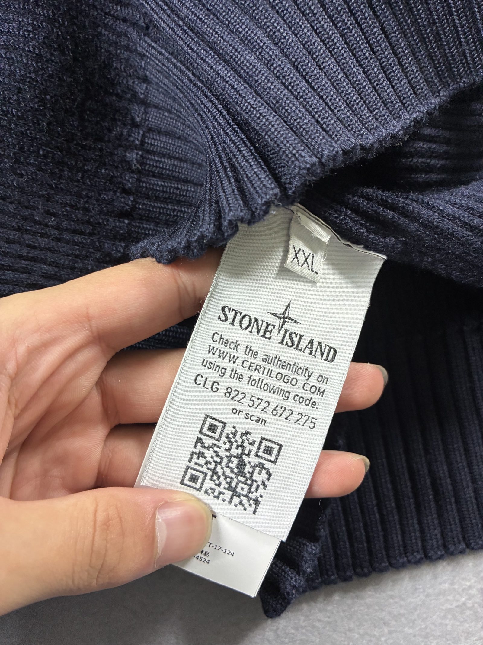 Stone Island Navy Ribbed Turtleneck Sweater XXL image 3