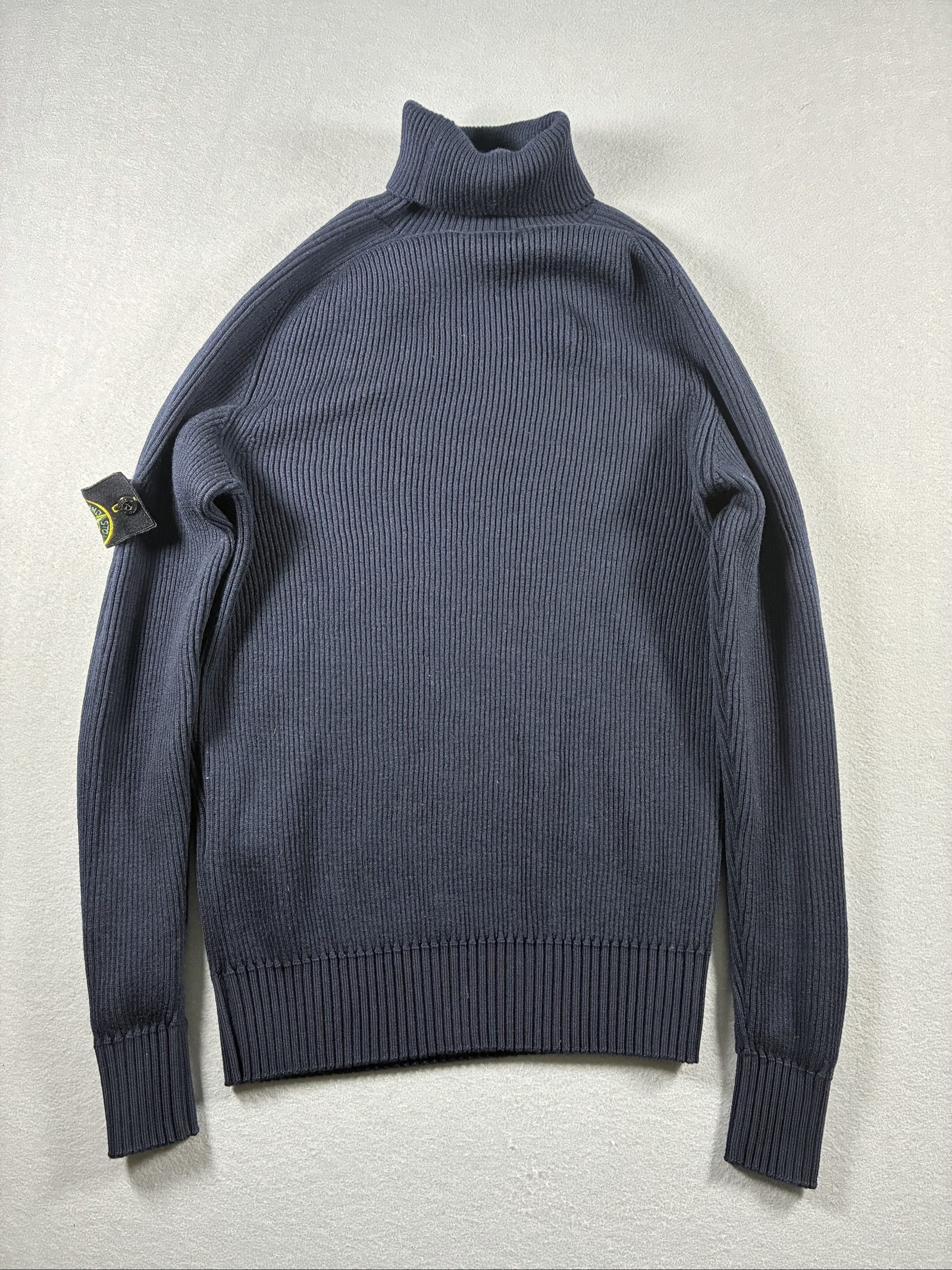 Stone Island Navy Ribbed Turtleneck Sweater XXL image 4