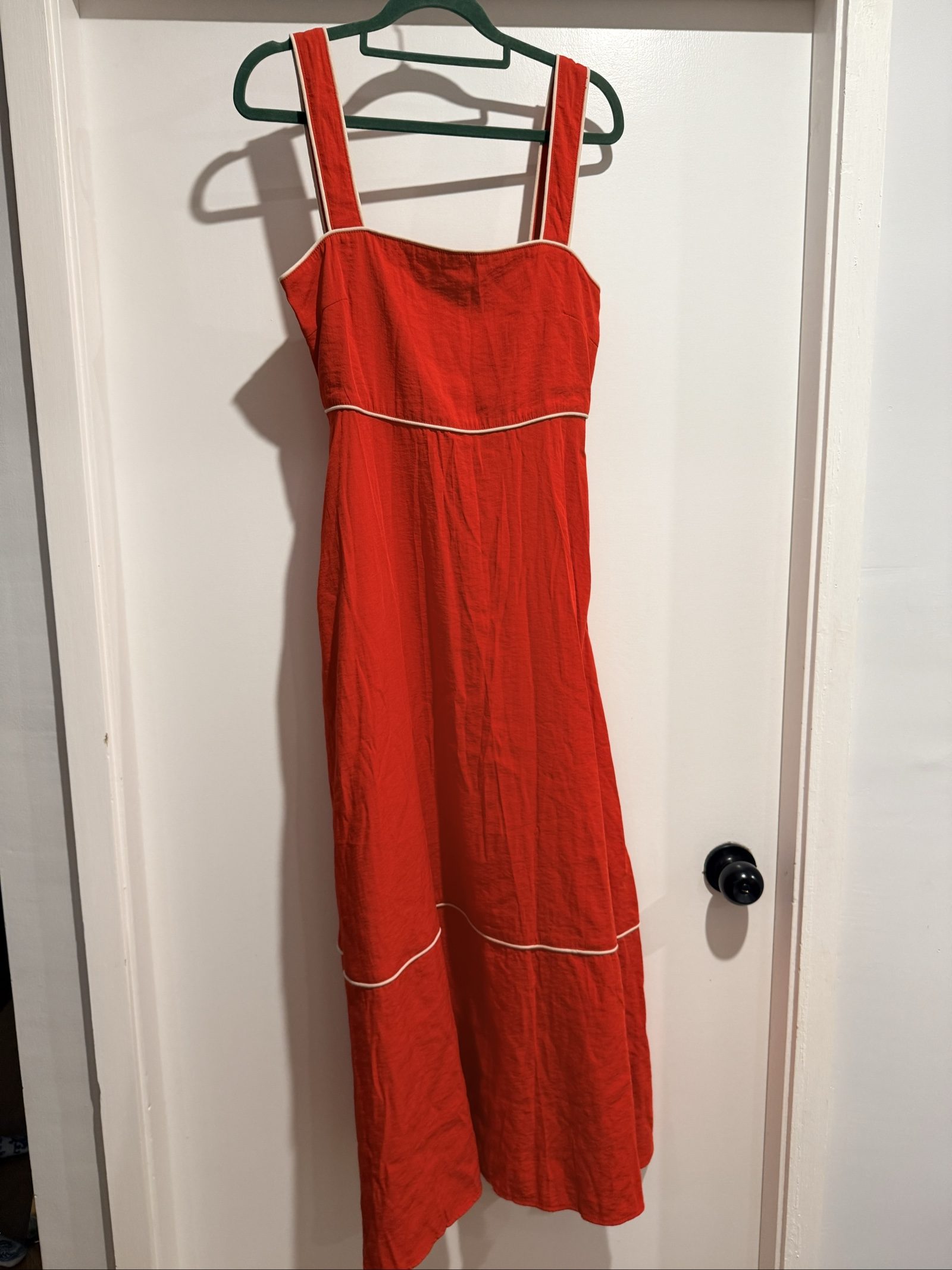 We Are The Others Red & White Strap Dress Medium with Piping Detail