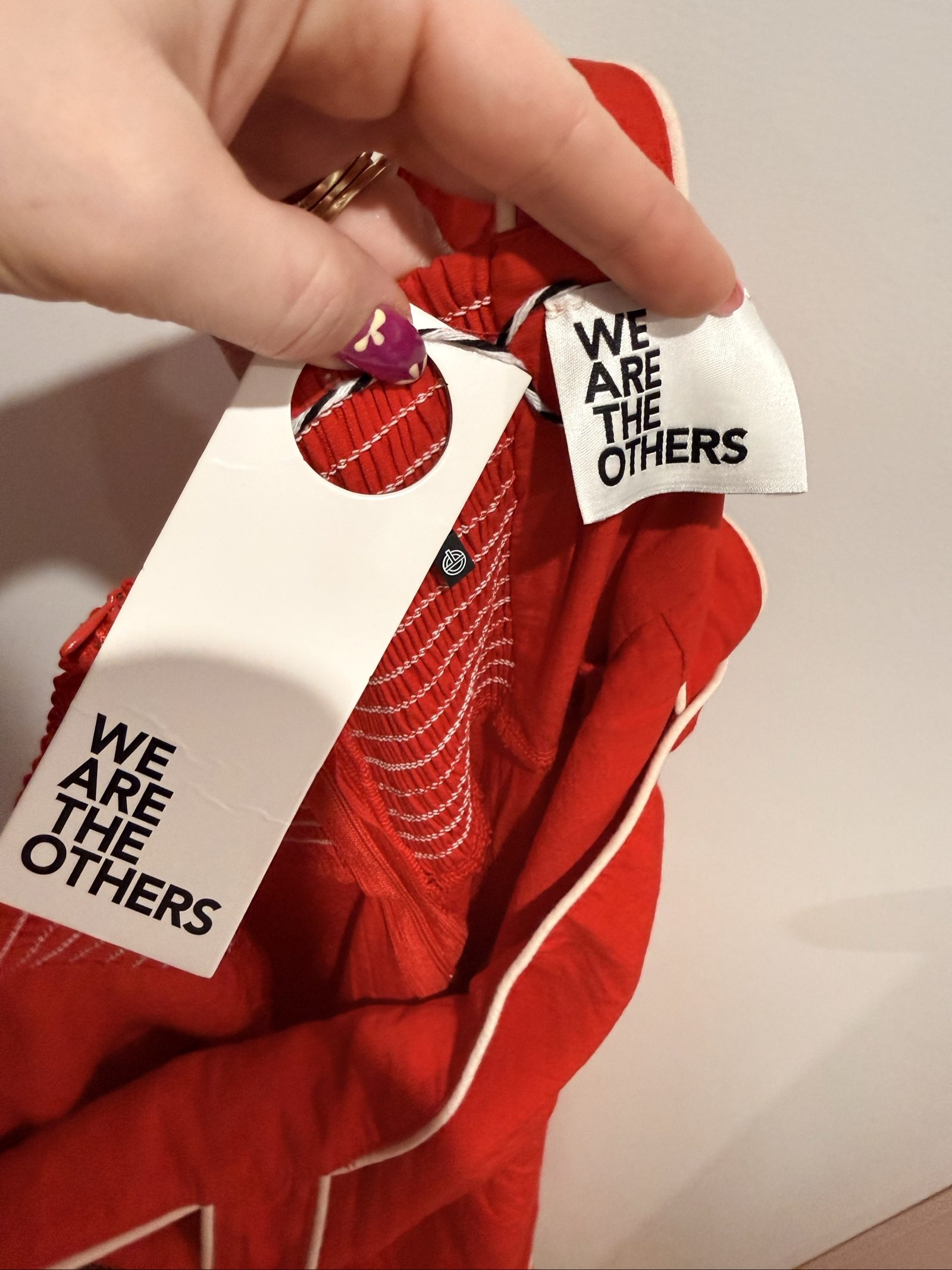 We Are The Others Red & White Strap Dress Medium with Piping Detail image 3