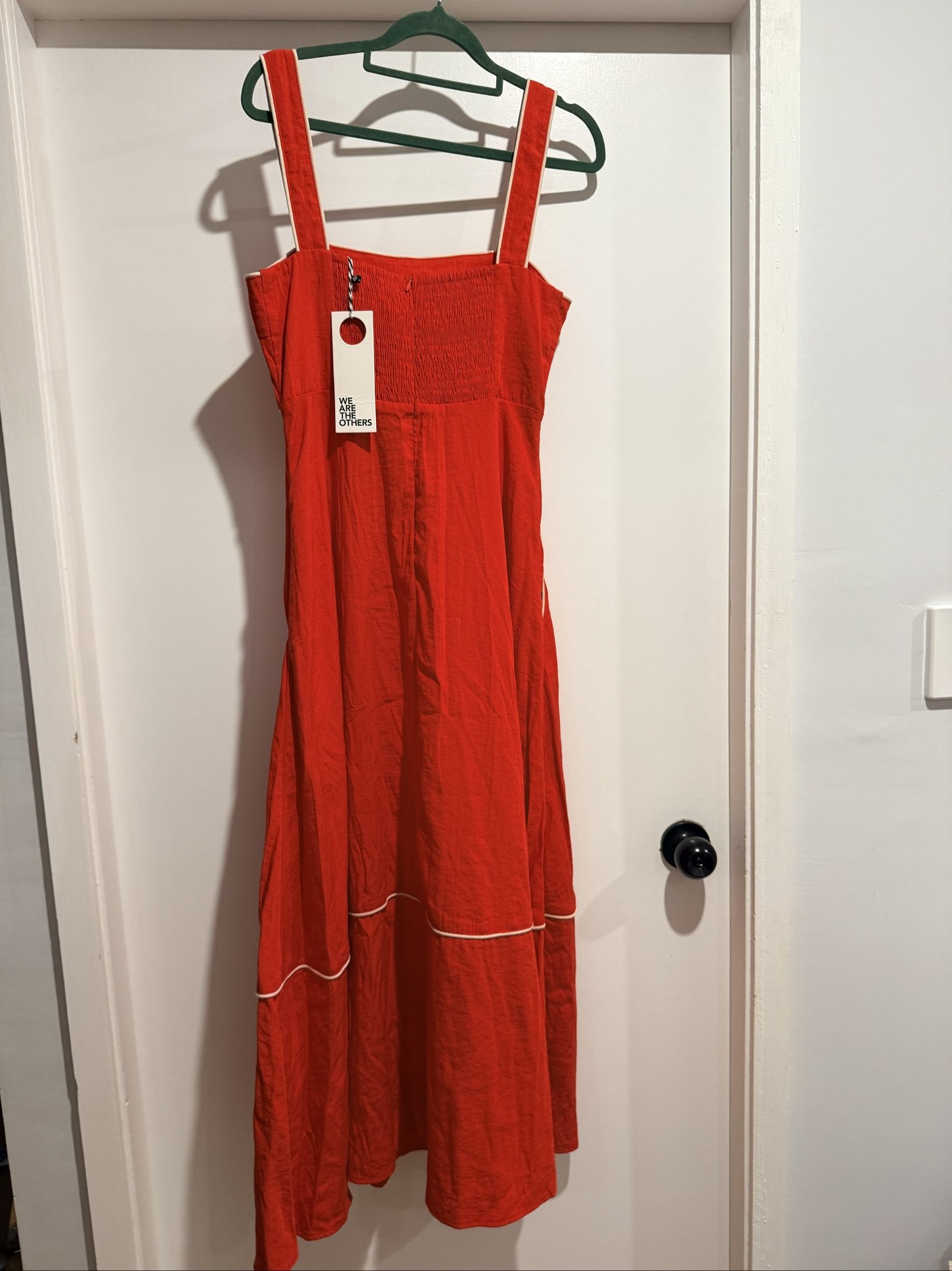 We Are The Others Red & White Strap Dress Medium with Piping Detail image 4