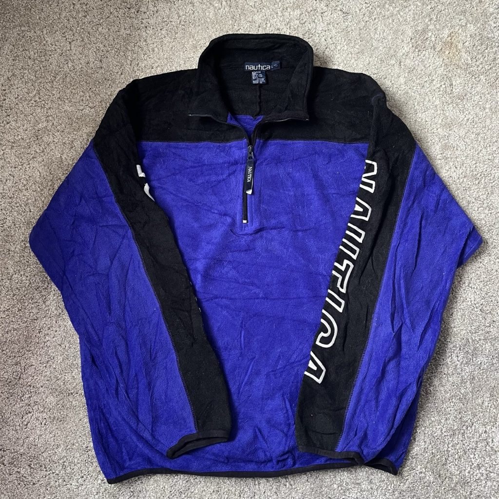 Retro Nautica Black & Blue Half Zip Fleece Large