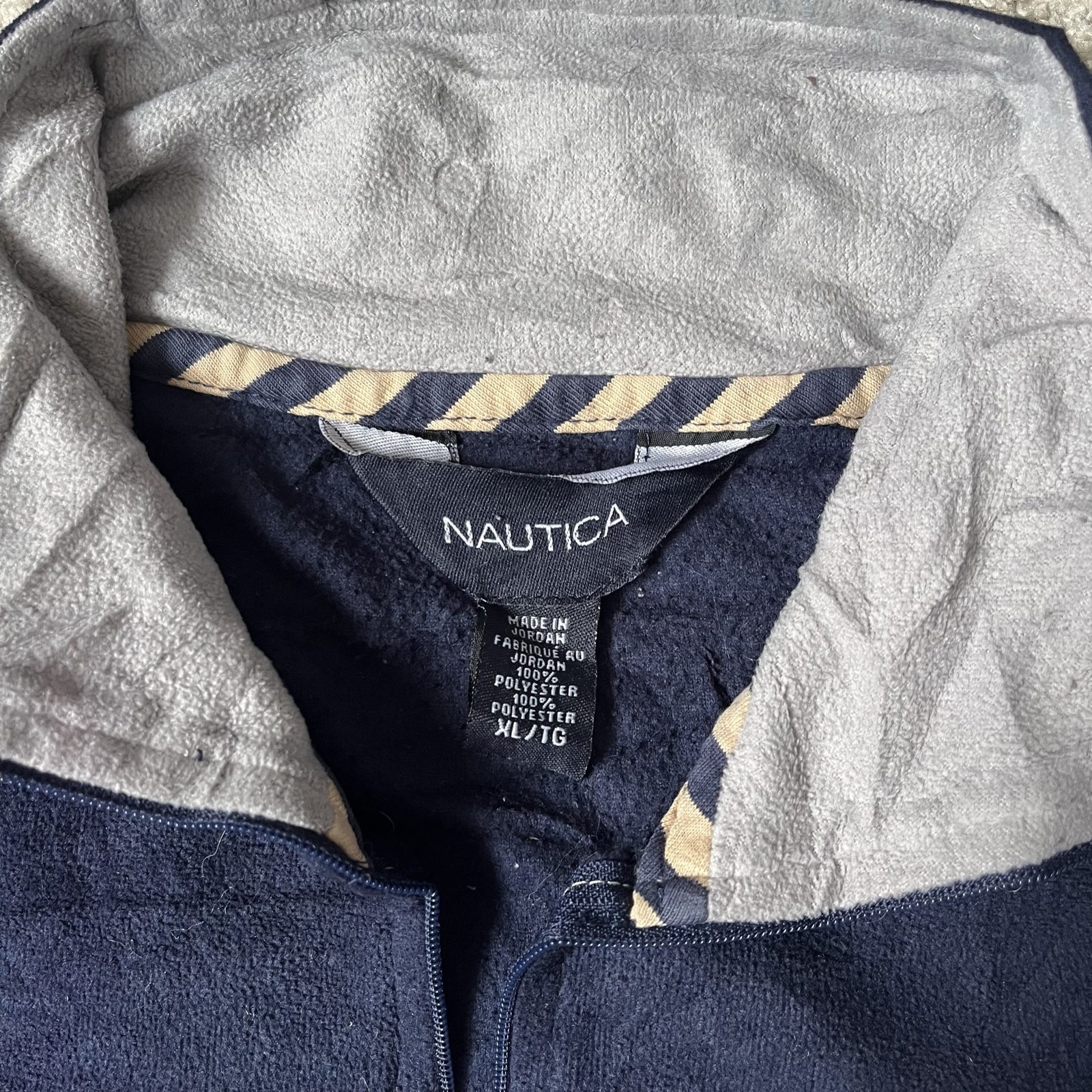 Nautica Navy & Grey Fleece Quarter-Zip Sweater XL image 2