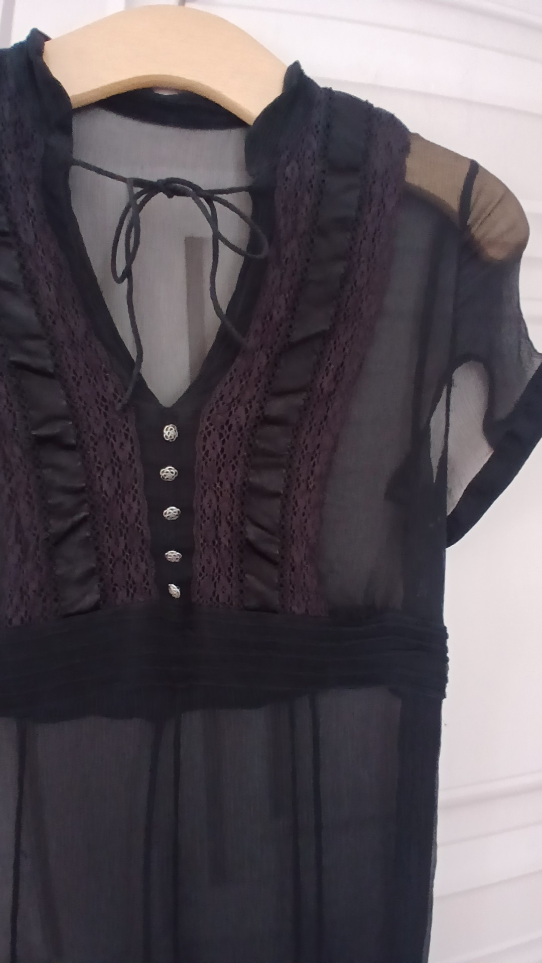 Black Sheer Ruffle Detail Dress Small UK 6/8 image 3