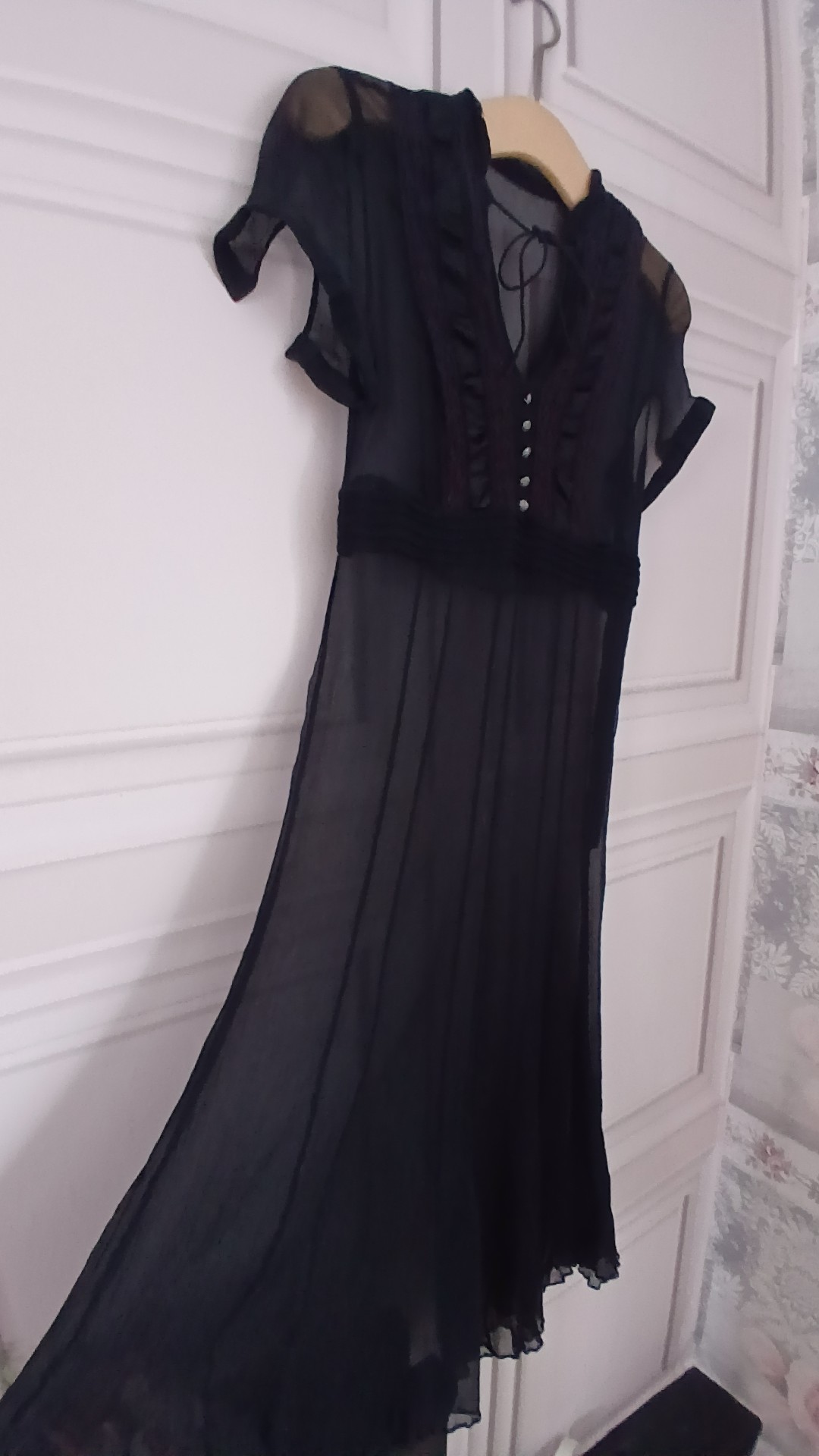 Black Sheer Ruffle Detail Dress Small UK 6/8 image 4