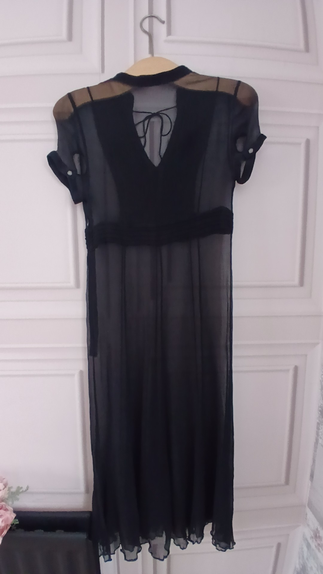 Black Sheer Ruffle Detail Dress Small UK 6/8 image 7