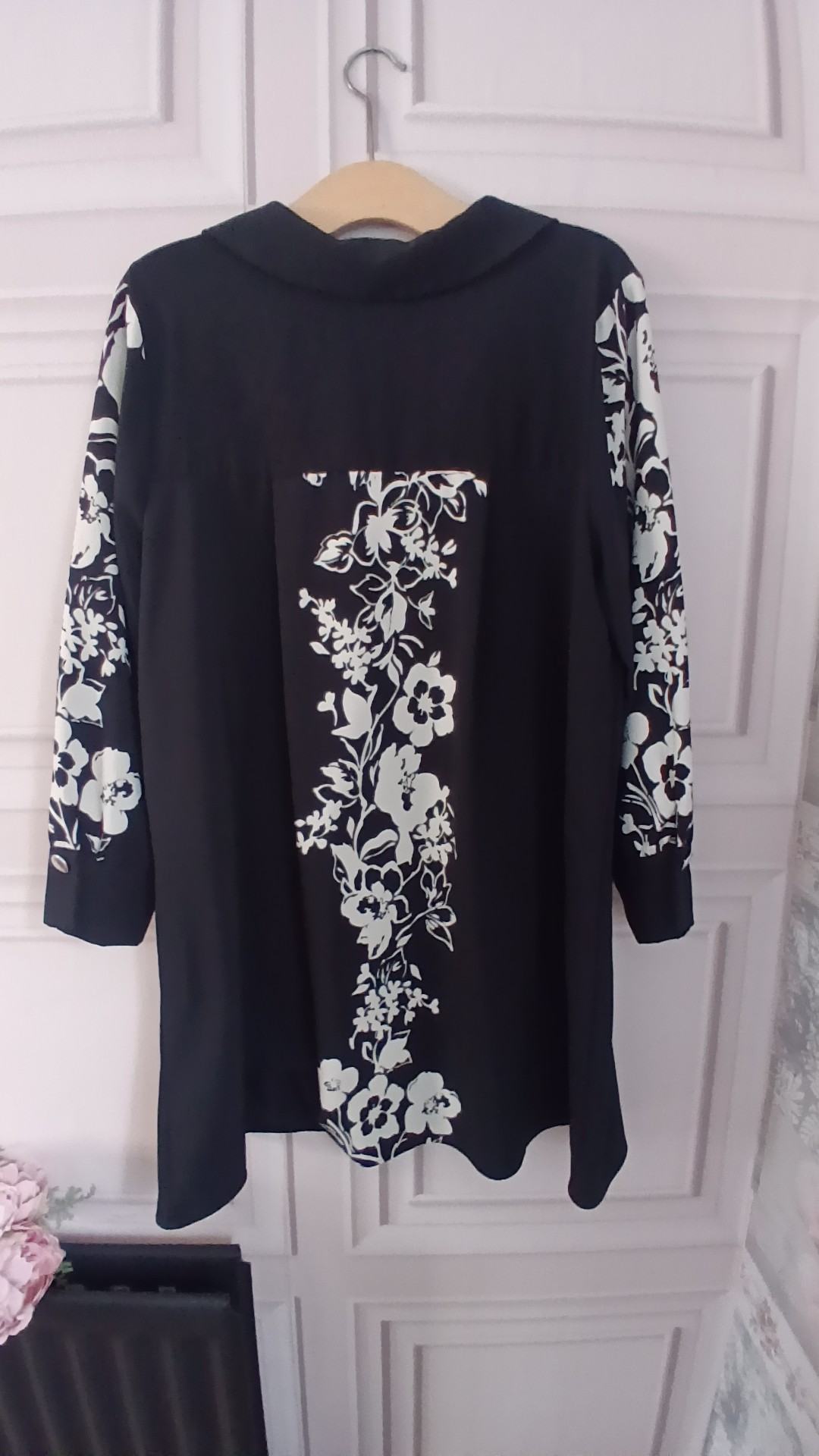 Zara Black & White Floral Pattern Dress/Tunic Eur L image 3