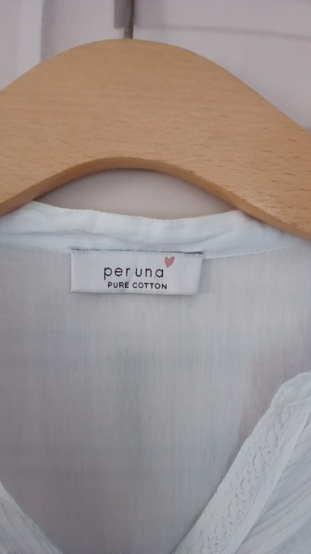 Per Una White Cotton Button Up Peplum Blouse with Light Blue UK 16 image 3