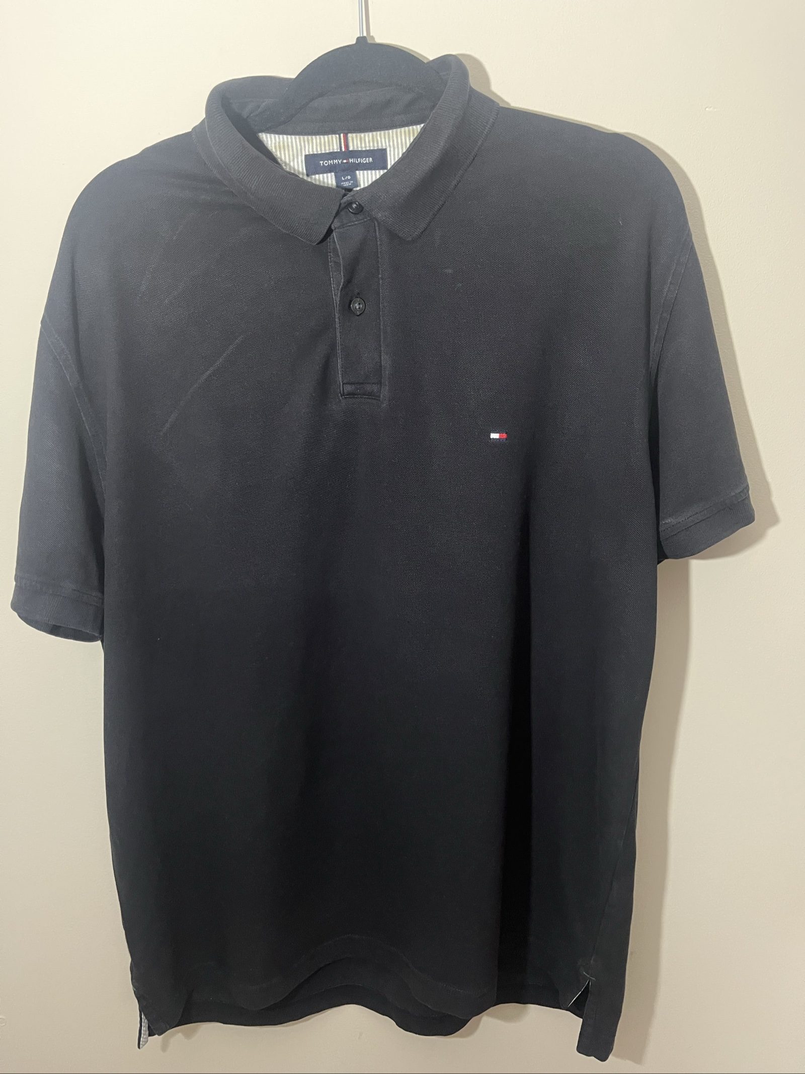 Tommy Hilfiger Men's Black Regular Fit Stretch Polo Shirt Large