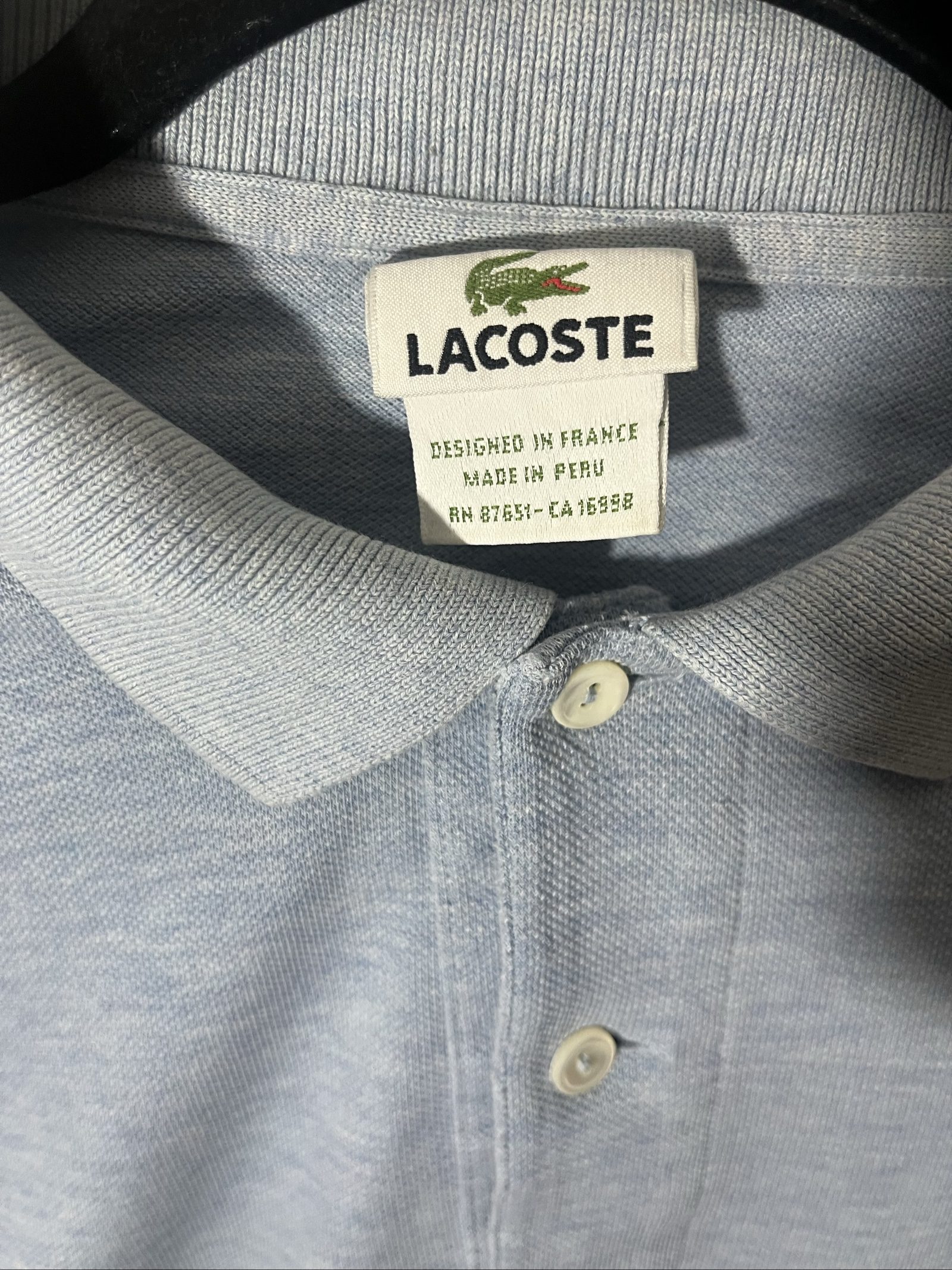 Lacoste Men's Light Blue Polo Shirt Medium Classic Fit image 3