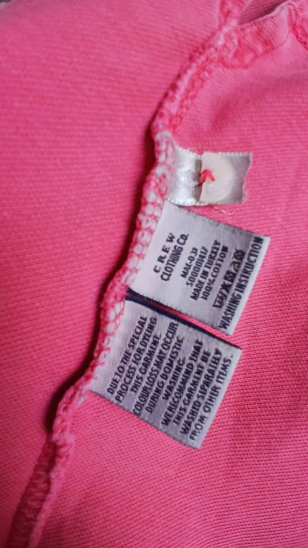 Crew Pink 100% Cotton Polo Shirt Embroidered Logo Medium image 6