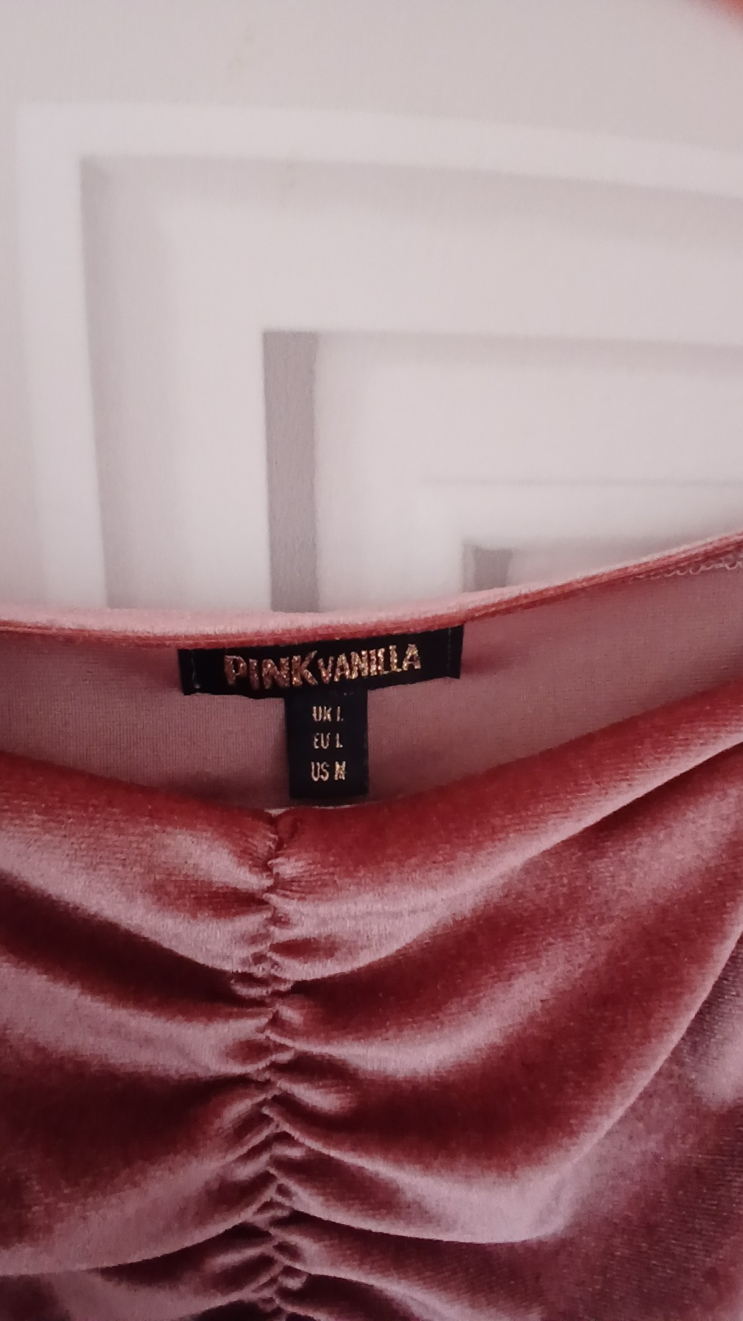 Pink Vanilla Pink Velvet Ruched Sleeve Top UK L image 3