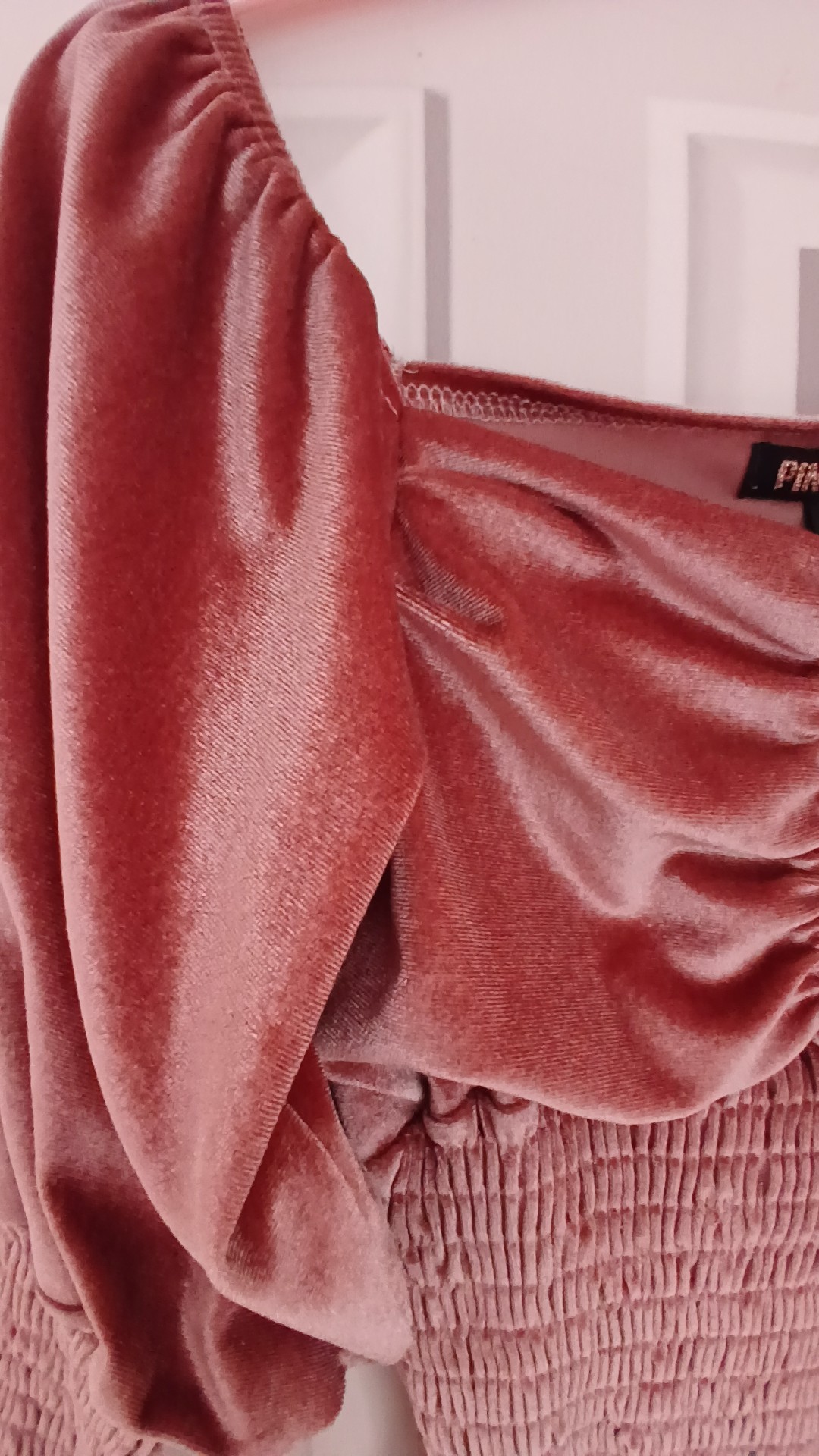 Pink Vanilla Pink Velvet Ruched Sleeve Top UK L image 4