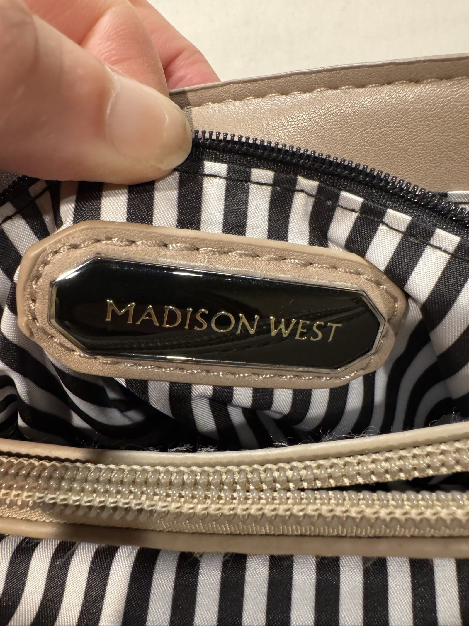 Madison West Taupe Top Handle Crossbody Bag Purse Adjustable Strap image 8