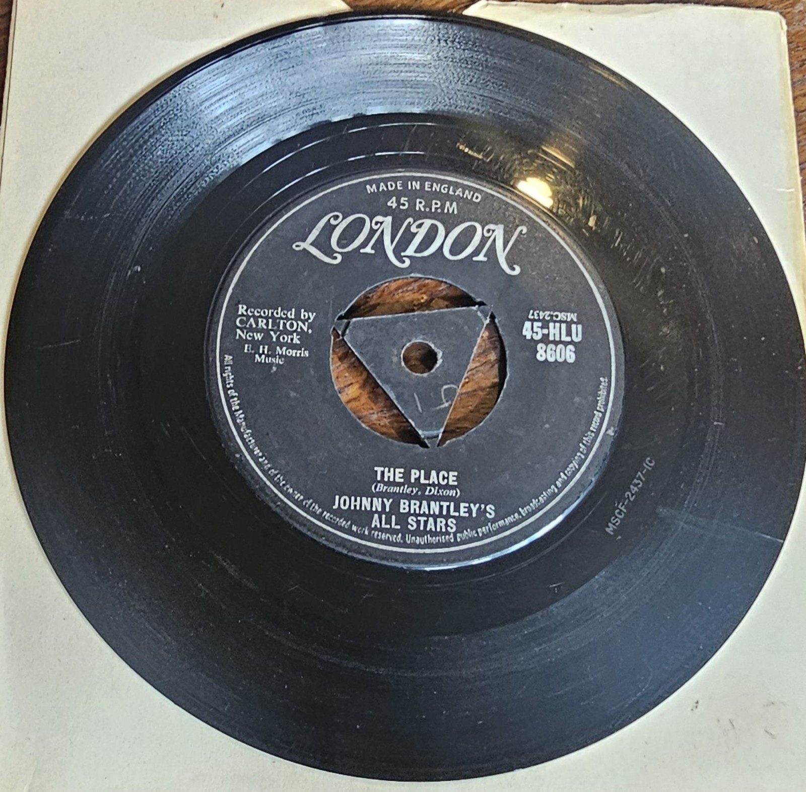 Johnny Brantley's All Stars The Place London 45-HLU 8606 7" Vinyl Single
