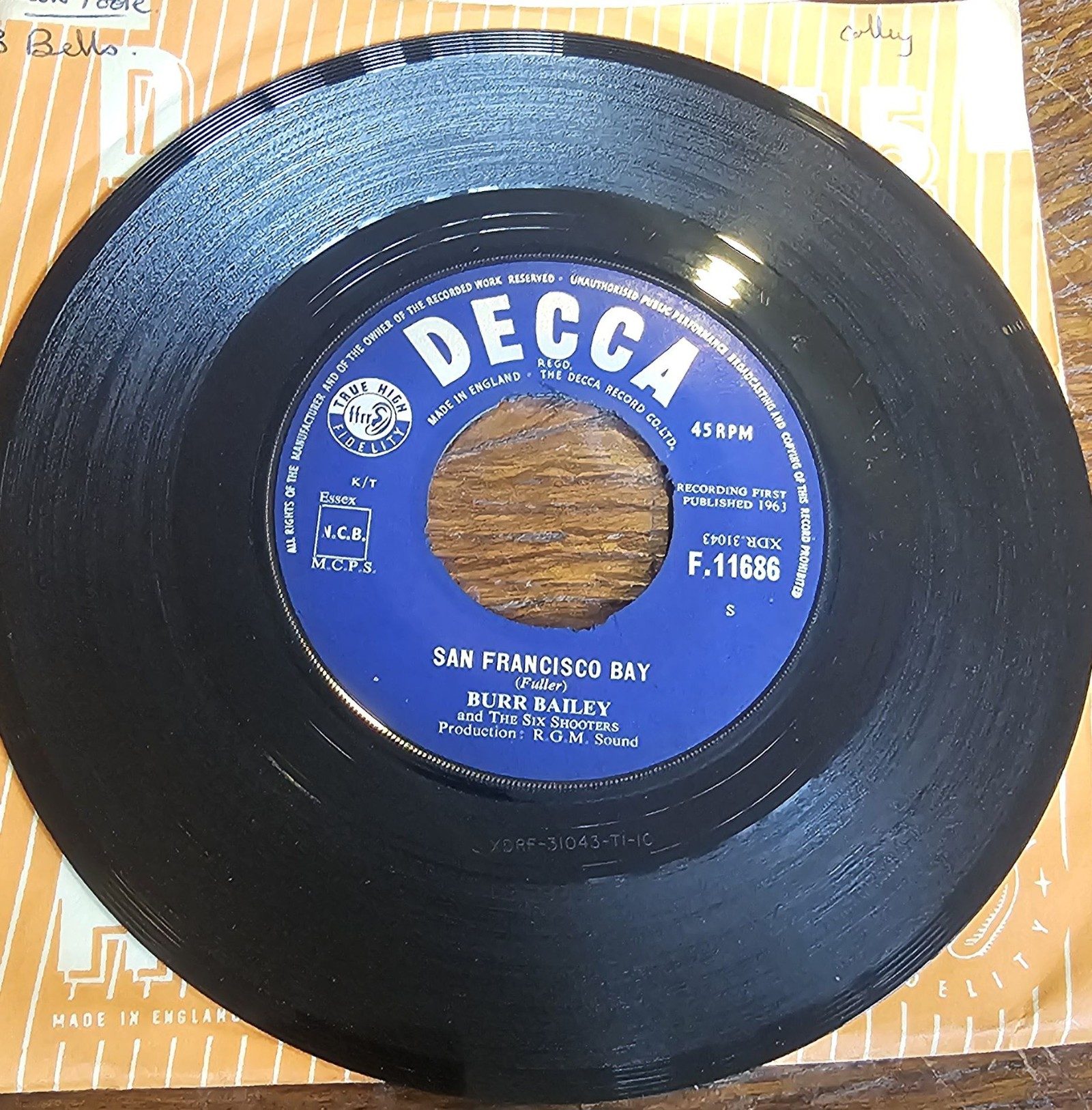 Burr Bailey San Francisco Bay DECCA F.11686 7" 45 RPM Vinyl Single