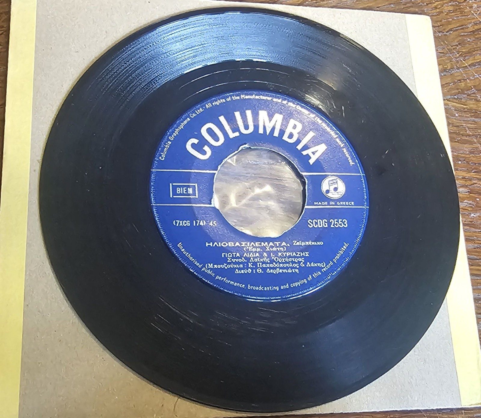 Kaiti Grey Giota Lydia Anapse To Tsigaro Columbia SCDG 2553 Greece 7" 1958 image 2
