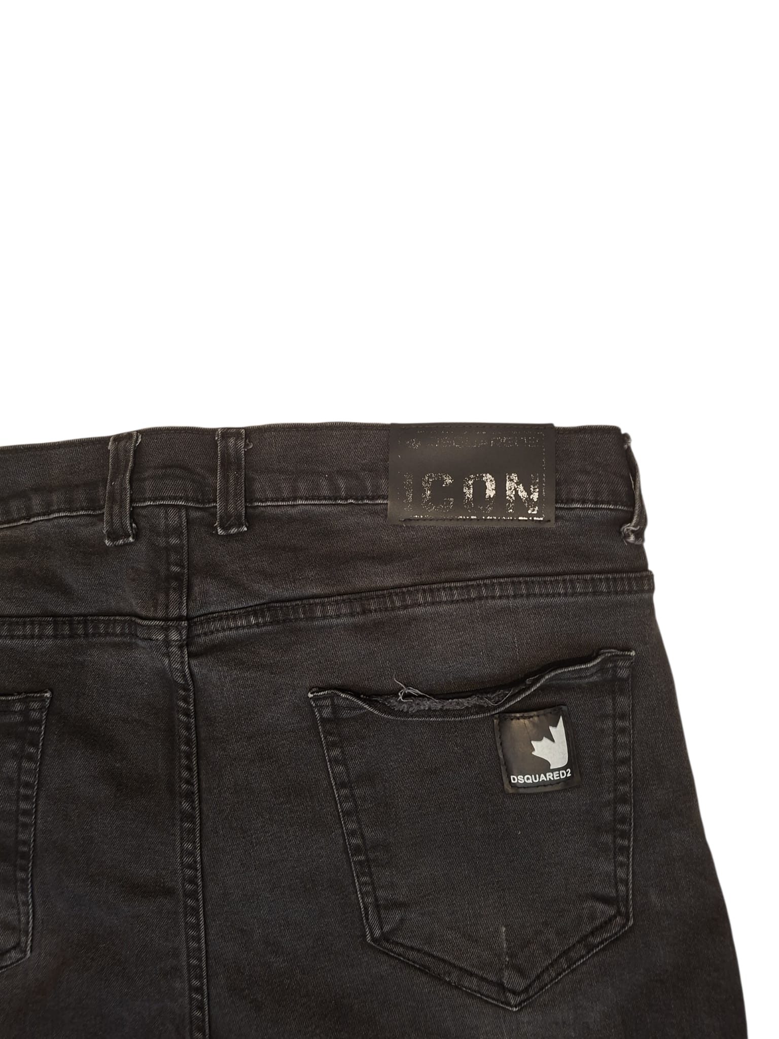 DSQUARED2 Herren Jeans Gr. 40 Schwarz Slim Fit Distressed Used Look